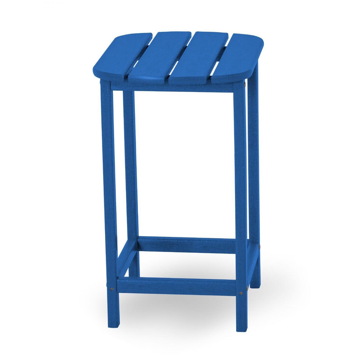 South Beach Pacific Blue Recycled Plastic Wood 19 X 15 Inch Rectangular Patio Counter Height End Table By POLYWOOD