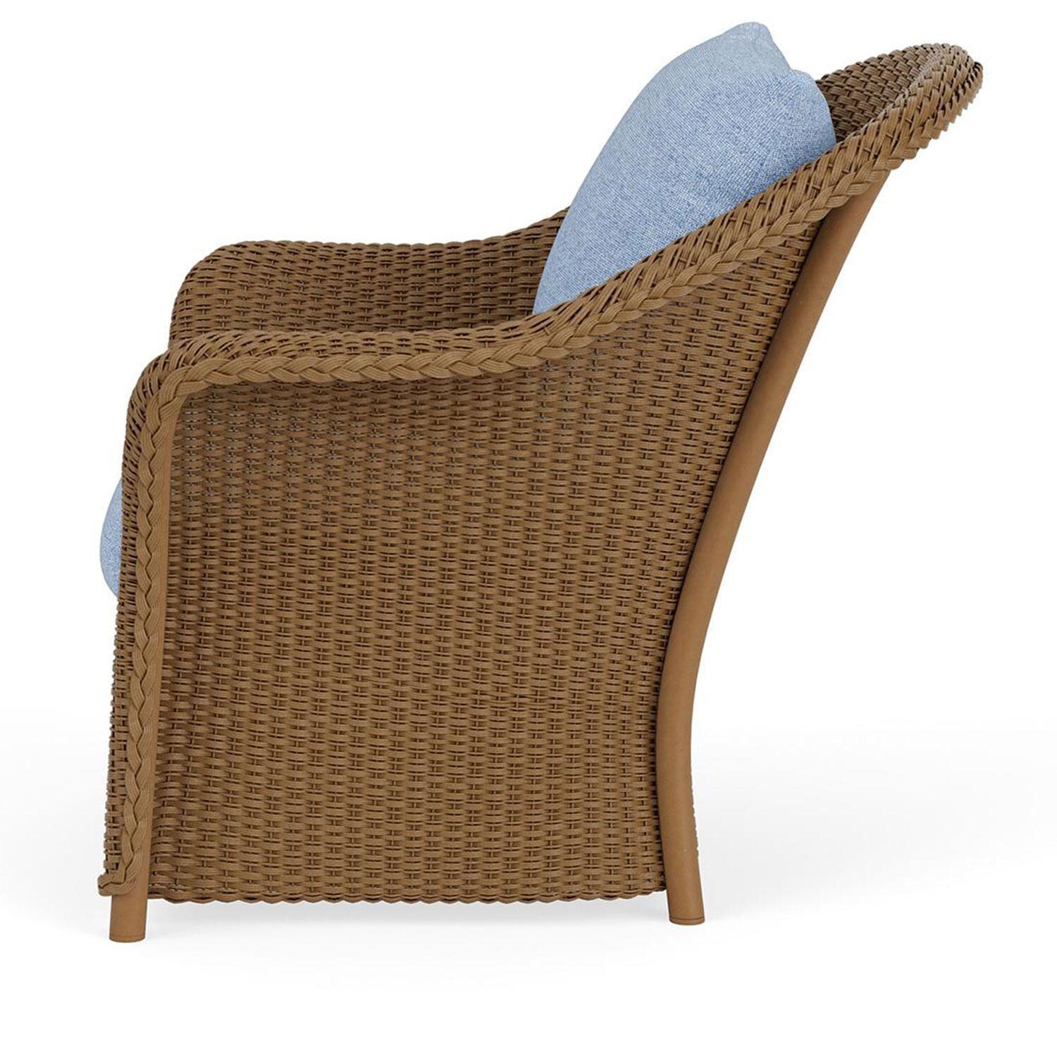 Lloyd Flanders Weekend Retreat Lounge Chair in Hickory Finish W/ Demo Skyway Fabric - Side thumbnail