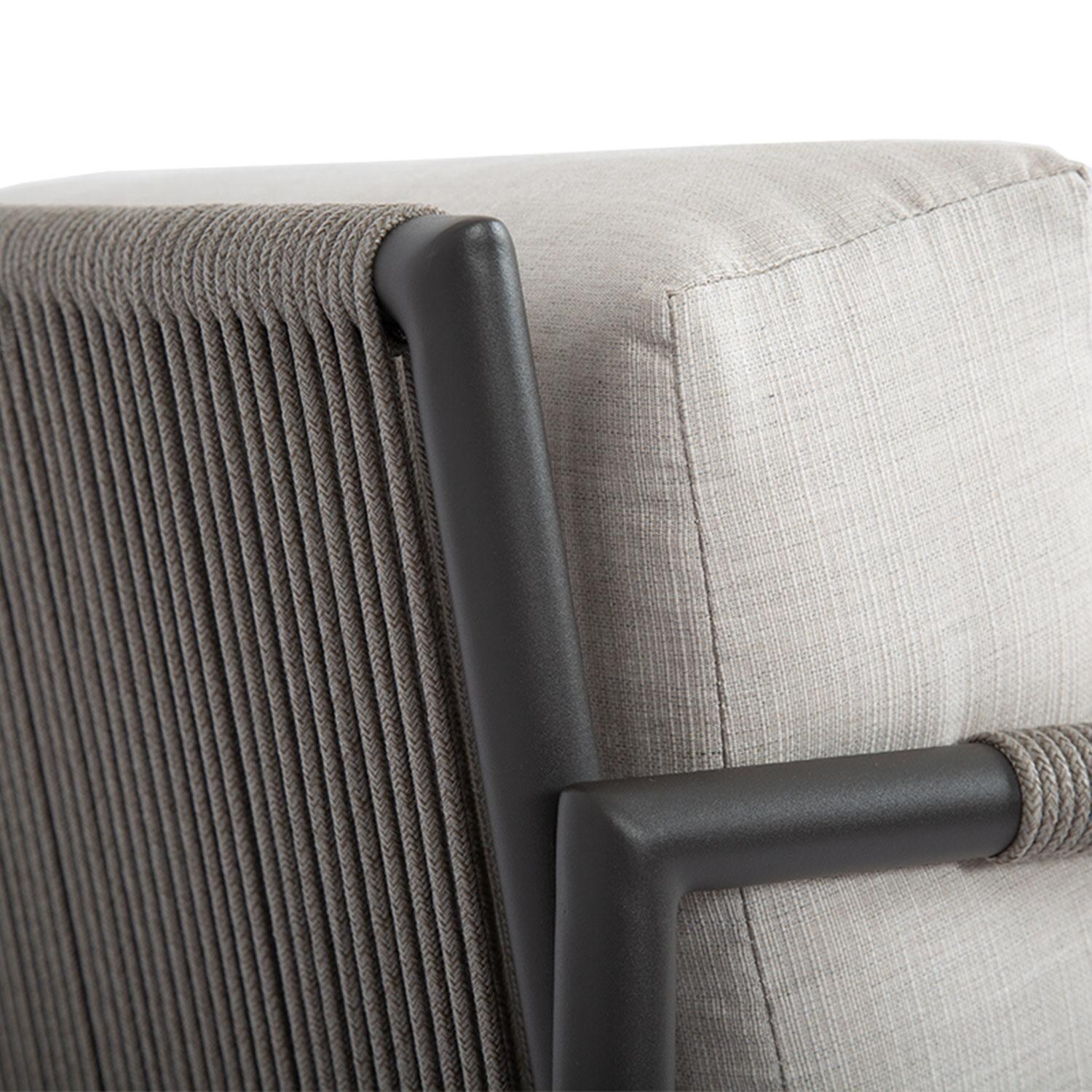 Pietra Rope & Aluminum Patio Club Chair in Dupione Celeste w/ No Welt by Sunset West - Rope Material - Rear View - Detail thumbnail