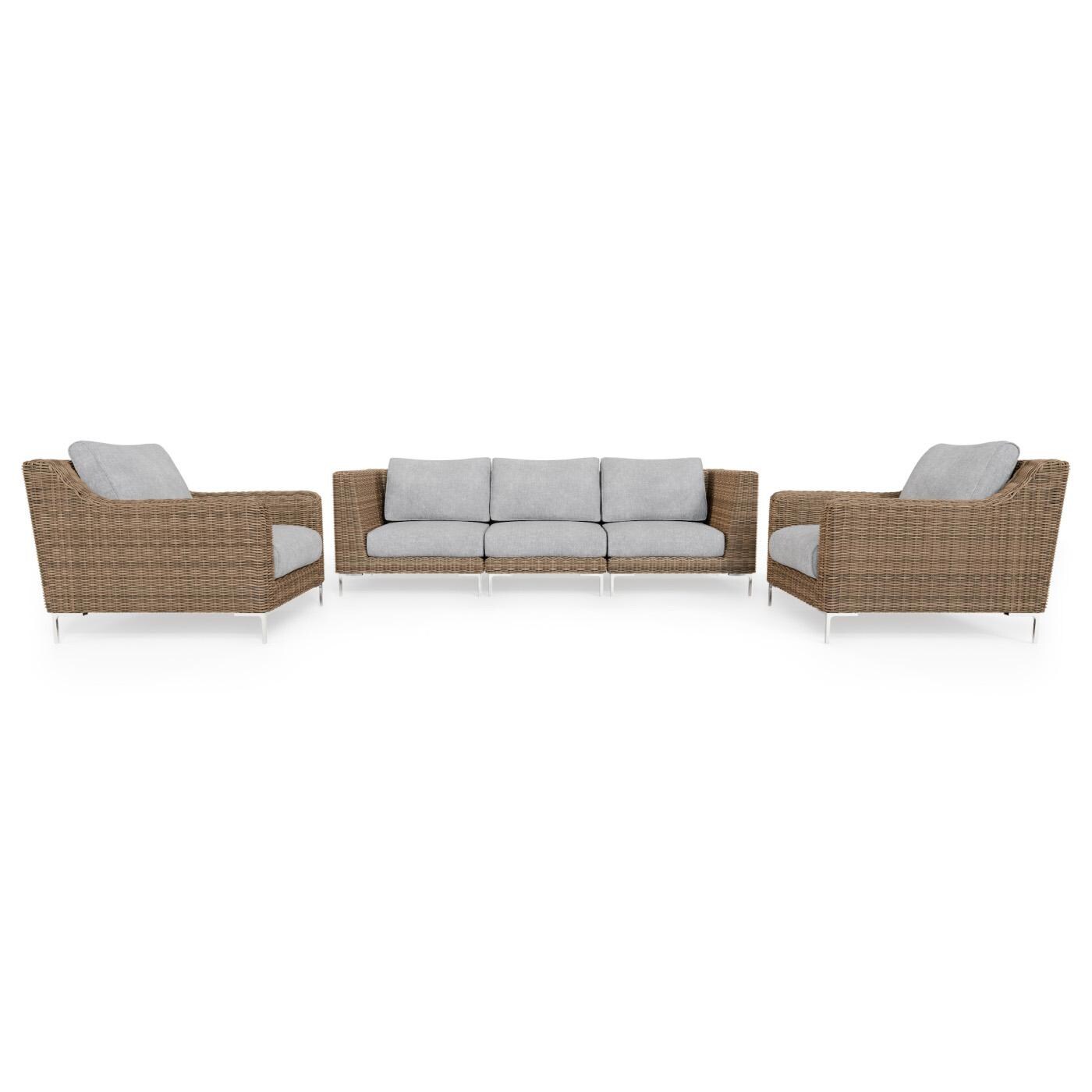Outer Brown Wicker Outdoor Sofa with Armchairs 5 Seat Pacific Fog