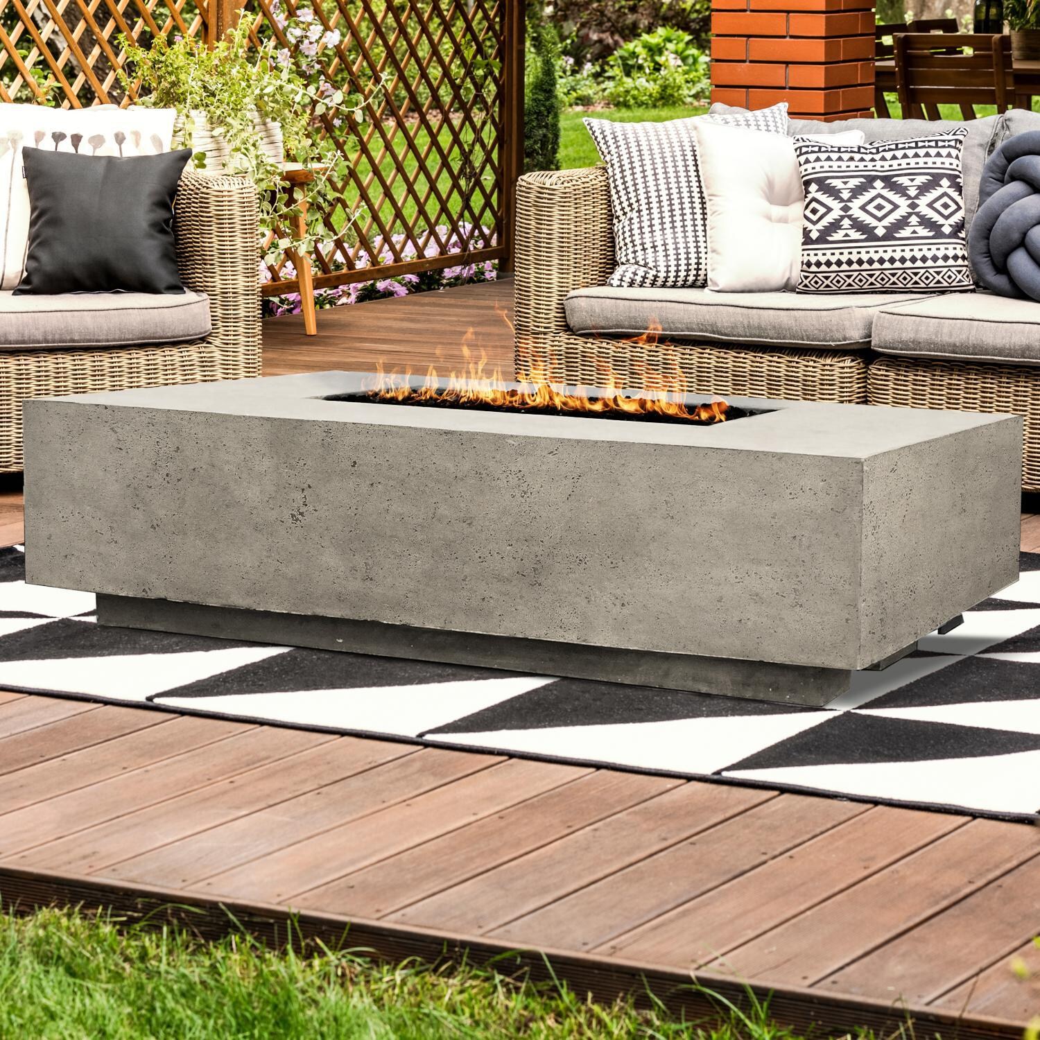 Prism Hardscapes Tavola 4 66-Inch Natural Gas Rectangle Fire Pit Table - Natural - PH-408-3NG image