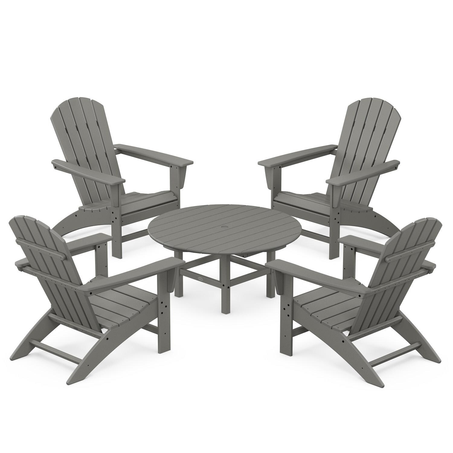 Nautical 5 Pc Recycled Plastic Seating Set in Slate Gray by POLYWOOD