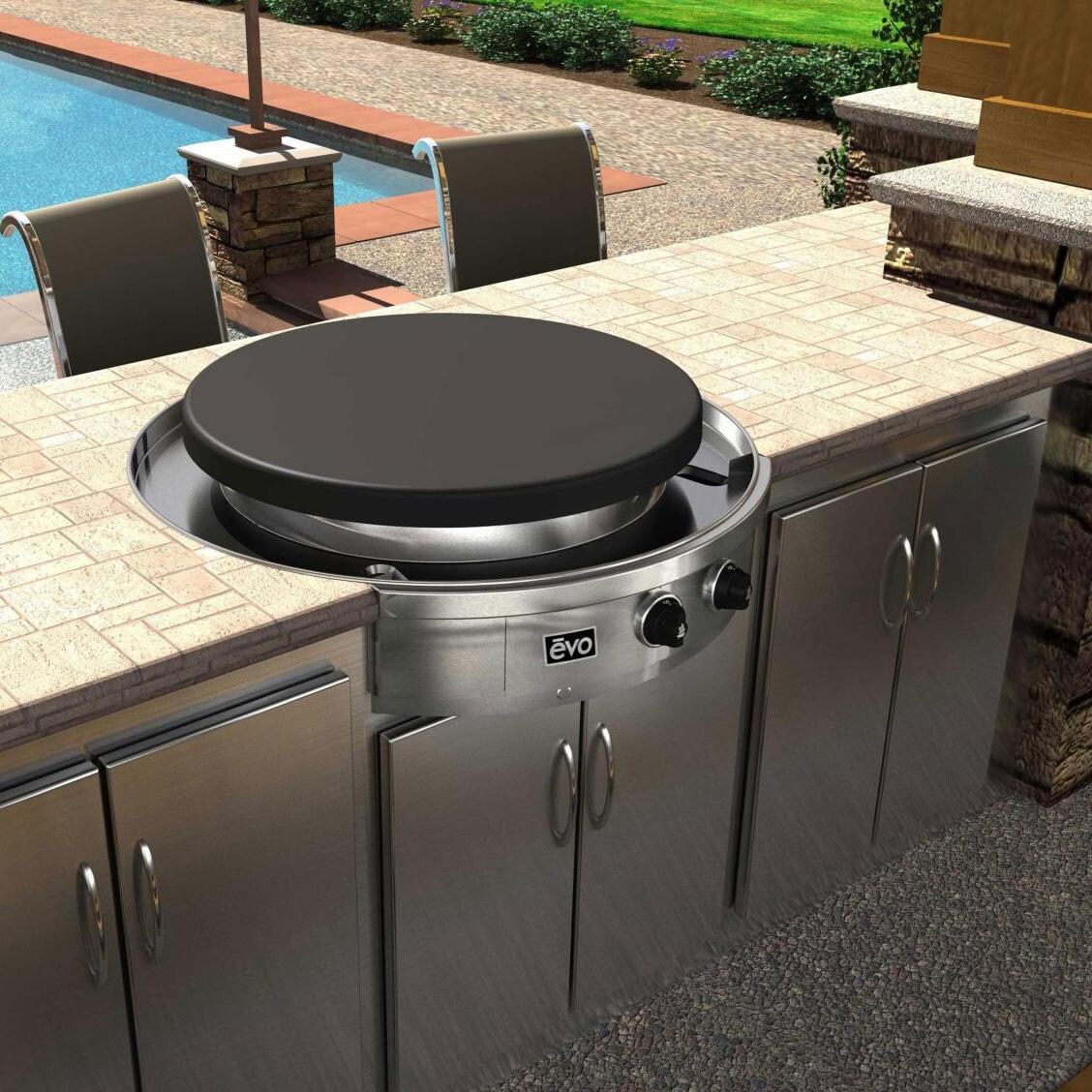 EVO 10-0055-LP-C Affinity 30G Built-In Flattop Propane Gas Grill w/ Non-Stick Ceramic Clad Coating - Installed in Outdoor Kitchen By Pool - Lifestyle thumbnail