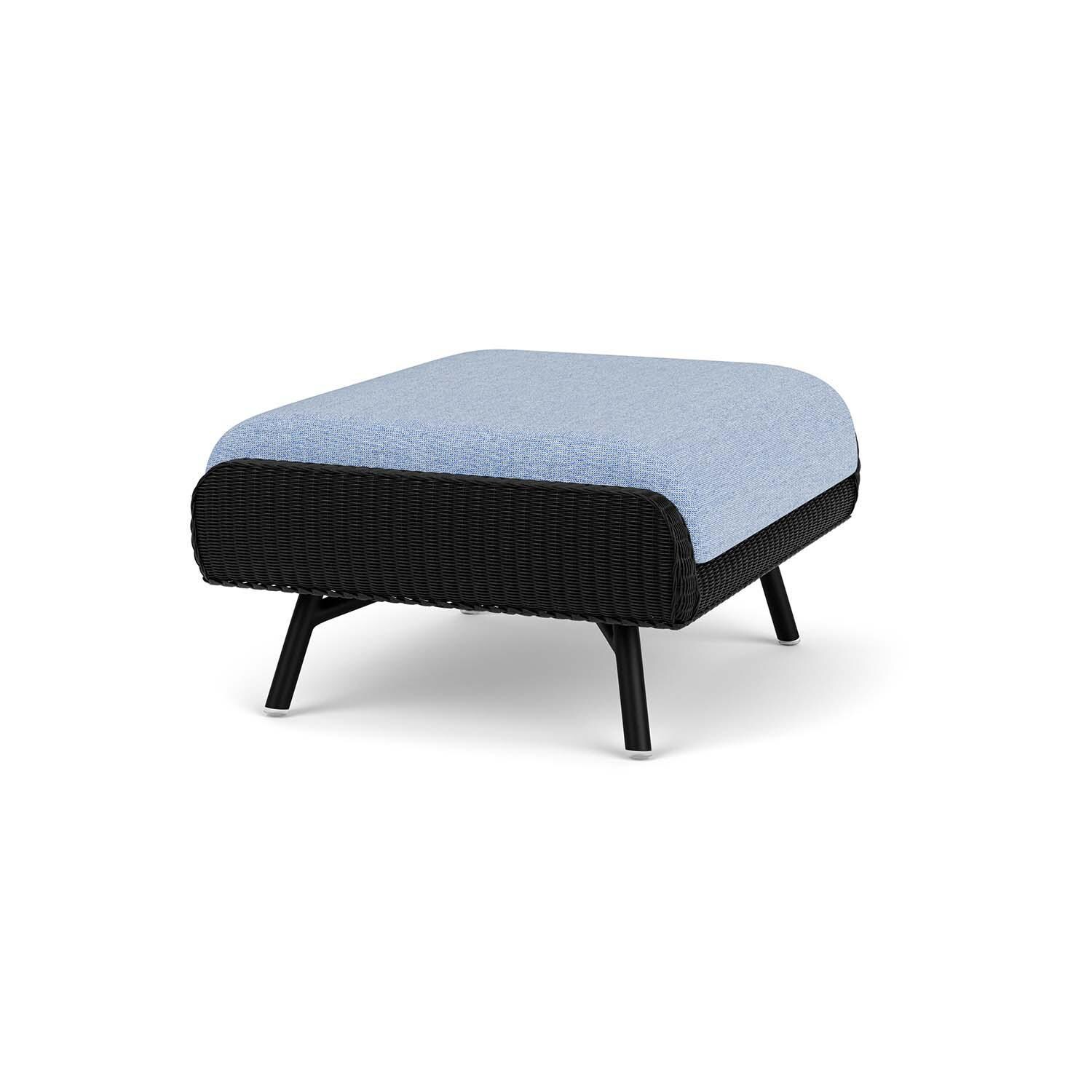 Lloyd Flanders Essence Ottoman W/Demo Skyway Fabric - Ebony Finish - Angled thumbnail