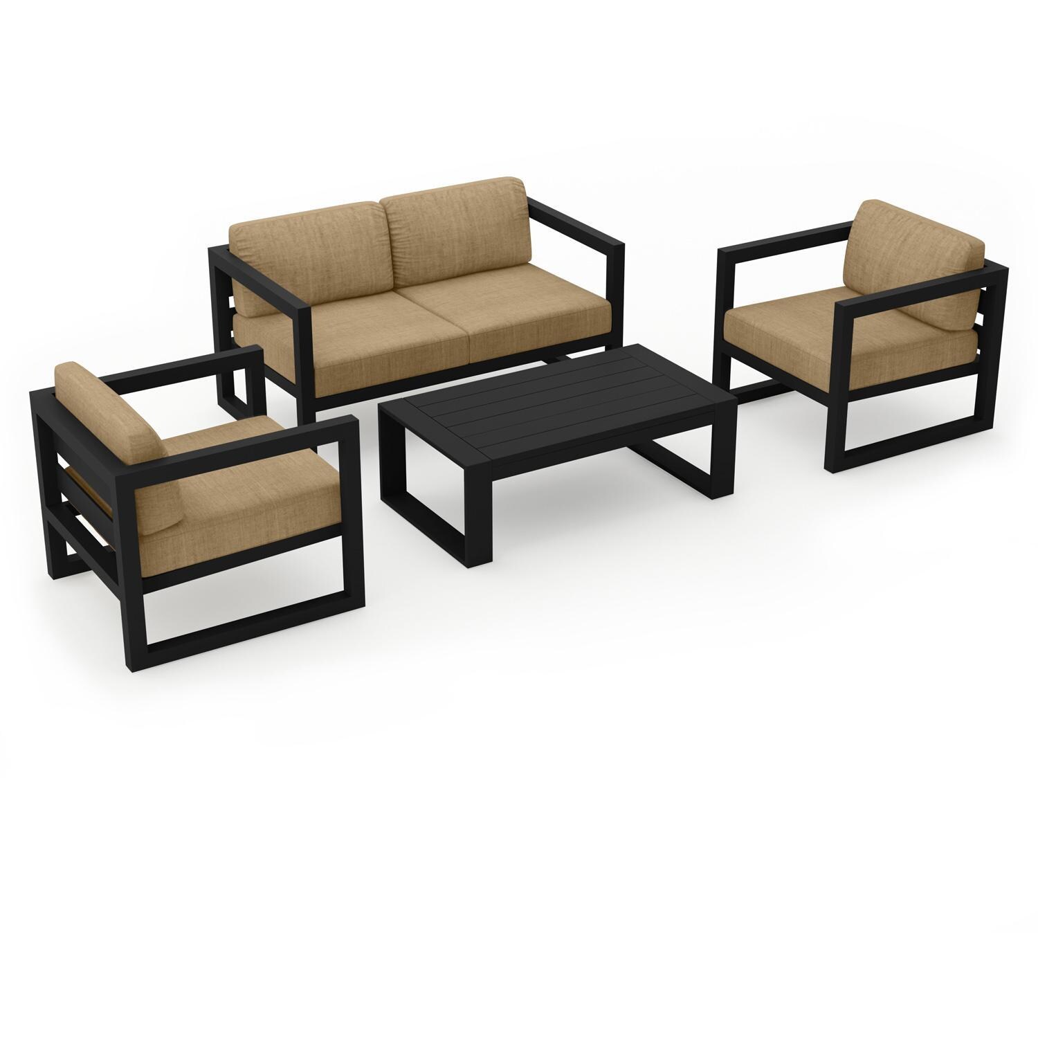 Lakeview MSTYMAS-BK-4SS-HB Misty Cove 4 Pc Aluminum Seating Set in Black w/Loveseat & Heather Beige Cushions by Lakeview Outdoor Designs - Cushion (shown in Cast Lagoon) - Detail thumbnail