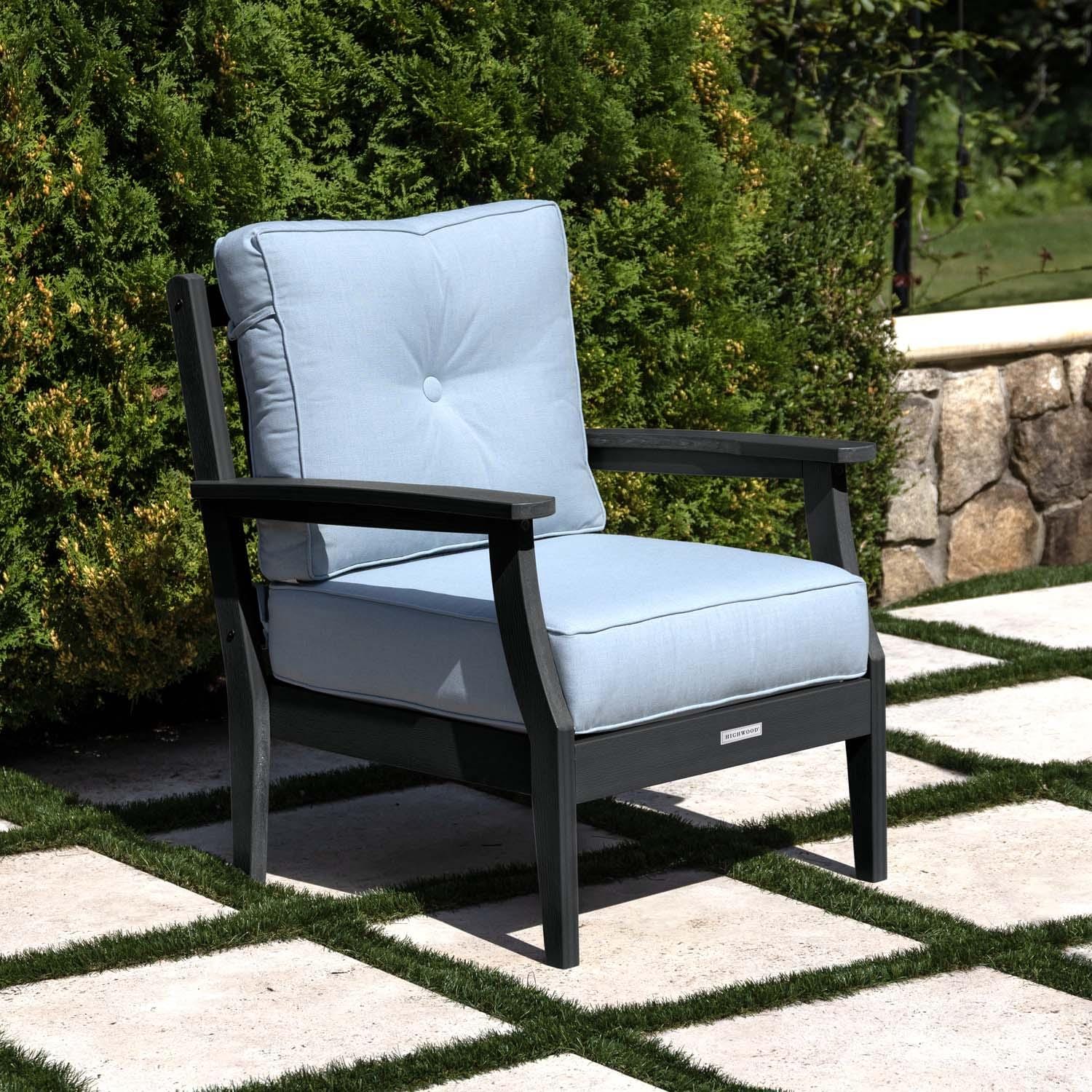 Blushing Bay Recycled Plastic Club Chair in Bliss Dew/Black by Lakeview Outdoor Designs - On Patio - Lifestyle thumbnail