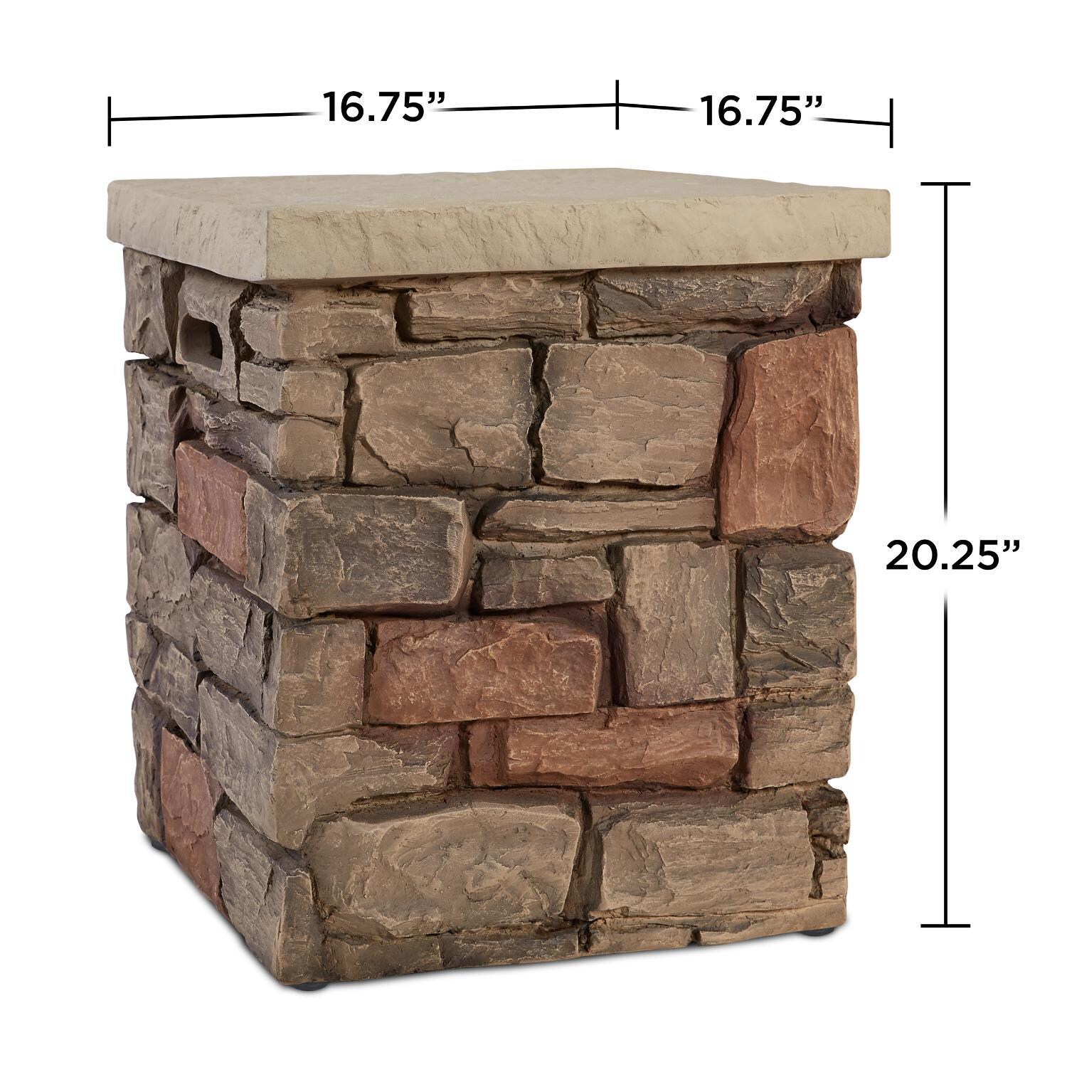 Lakeview Outdoor Designs SC-11815-BF Baywood Square Propane Tank Cover with Faux Stone Finish - Dimensions thumbnail