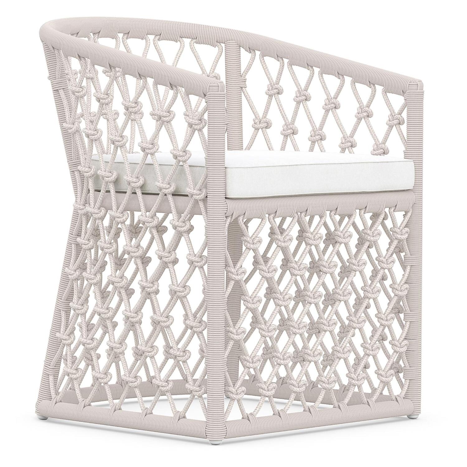 Azzurro Living Amelia Woven Rope Dining Chair in Sand/Cloud - Angled - White Background thumbnail