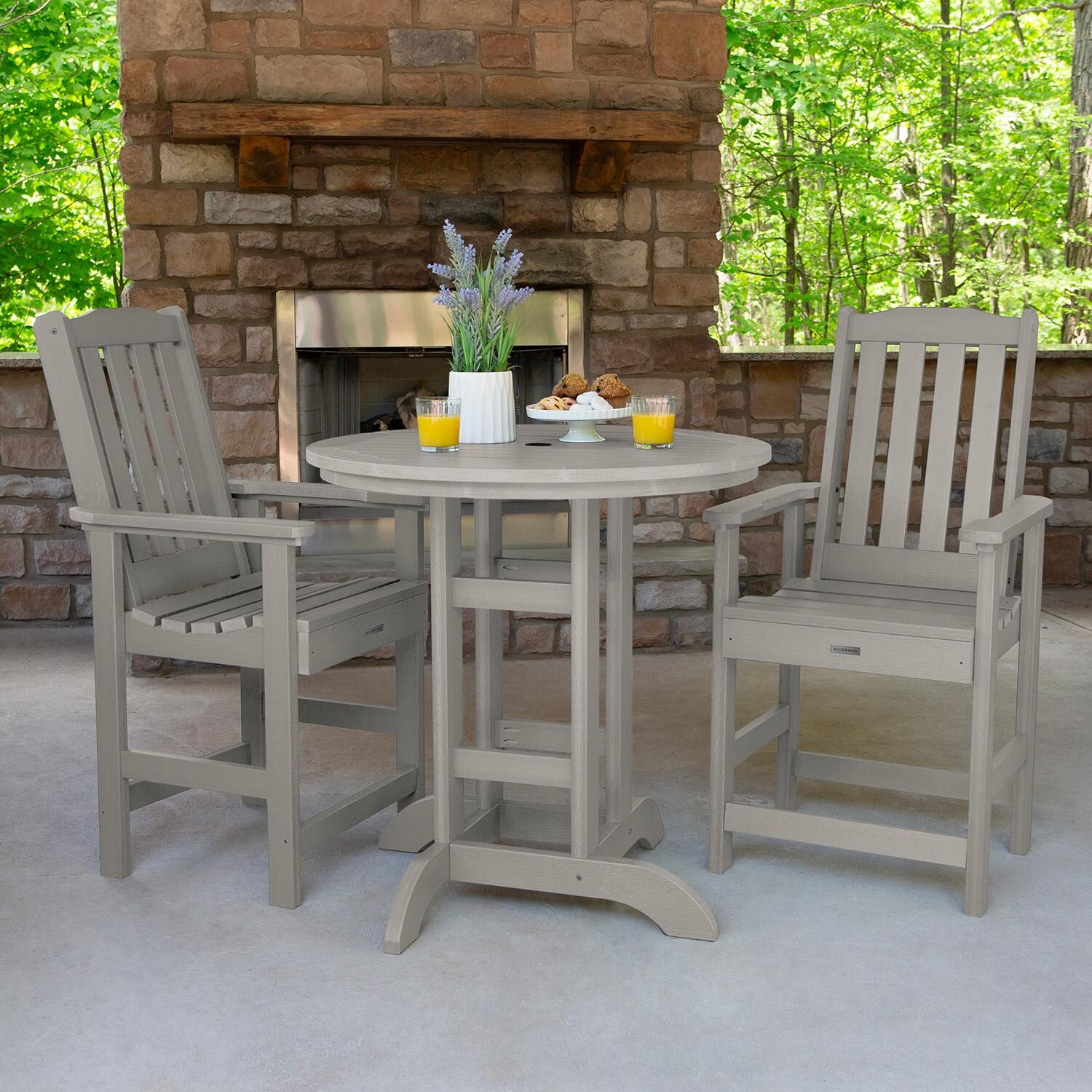 Hart Lane 3 Pc Recycled Plastic Round Counter Dining Set in Harbor Gray By Lakeview Outdoor Designs - Lifestyle thumbnail