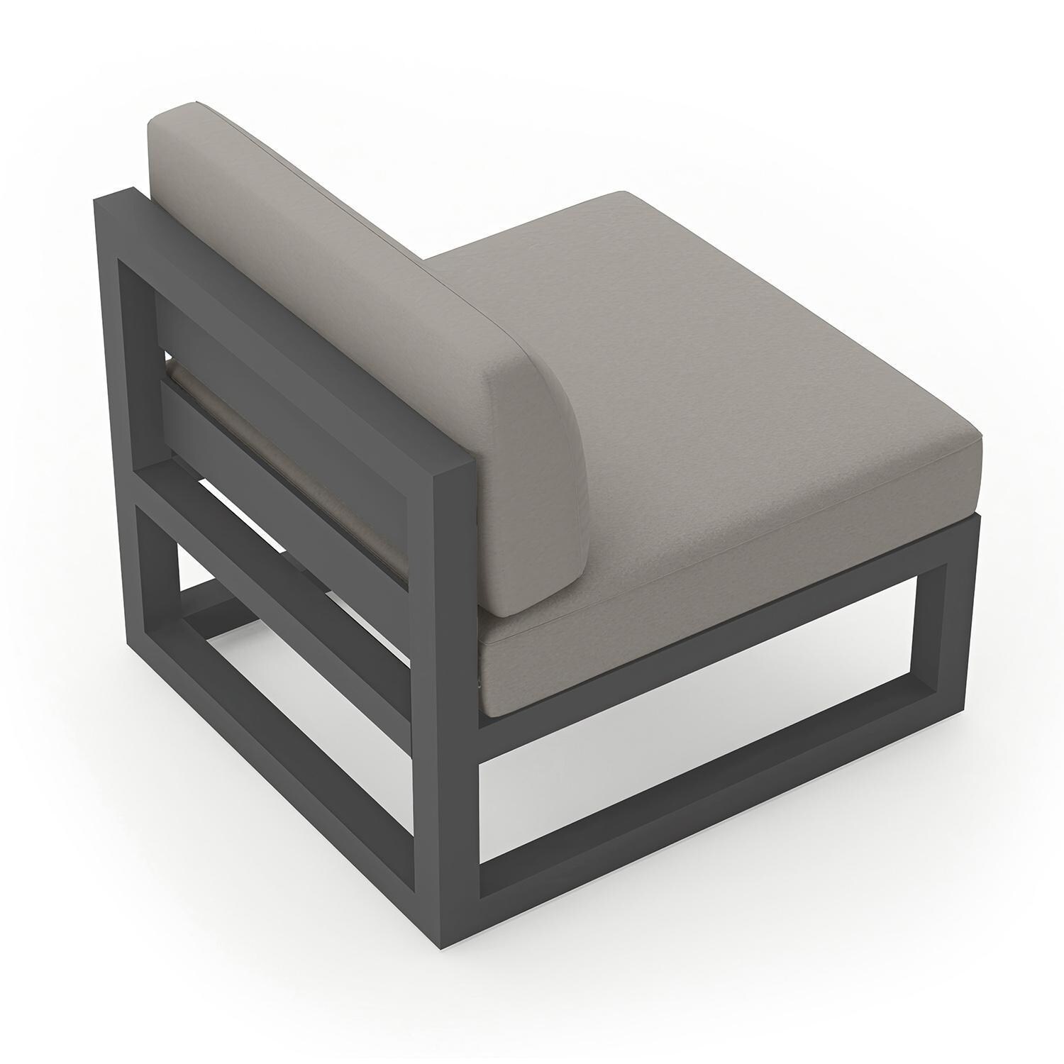 Misty Cove Middle Club Chair in Slate w/Canvas Charcoal Cushions by Lakeview - Back Angle View - White Background thumbnail