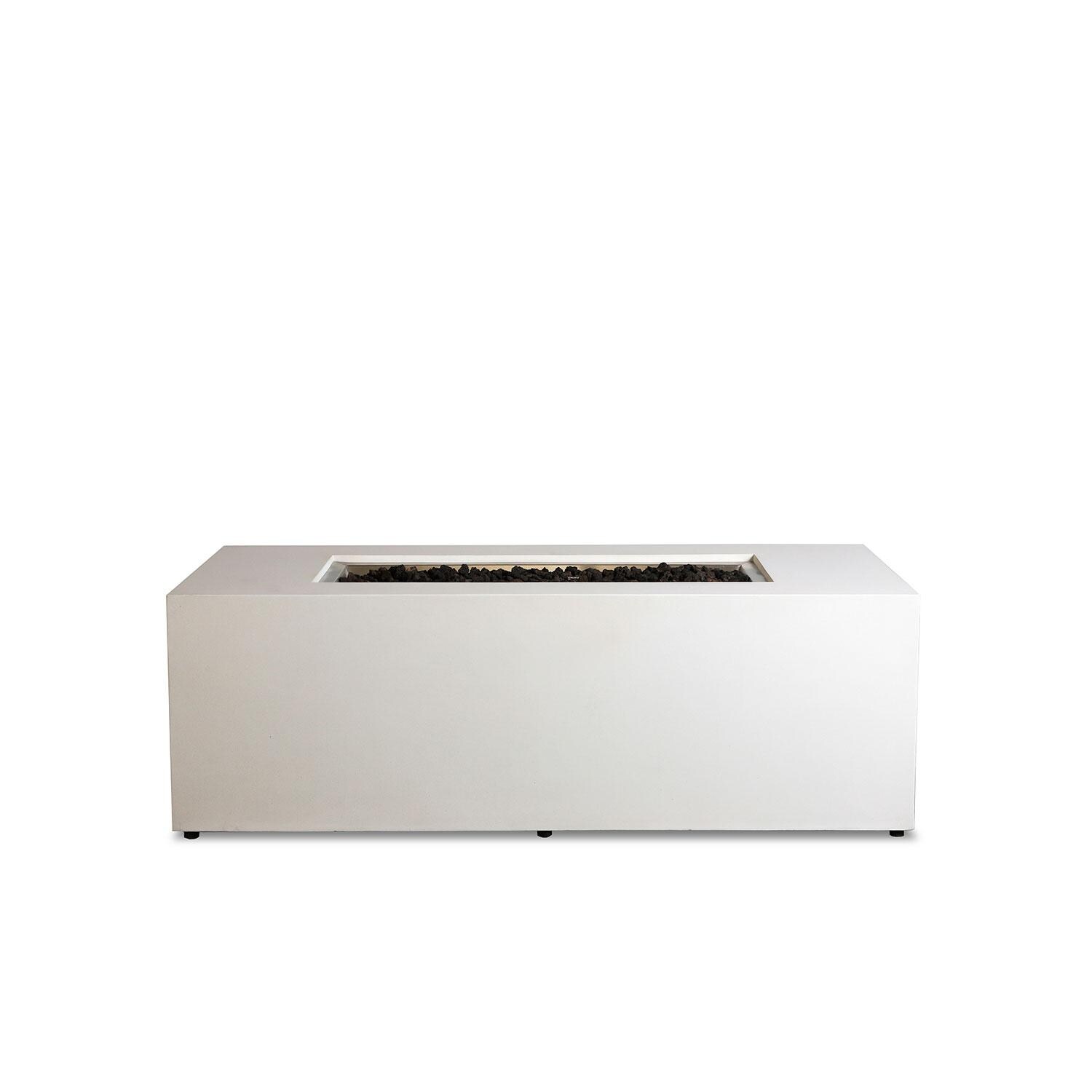 Glenwood 72-in Rectangular Concrete Propane Fire Pit in White w/ Hidden Propane Tank by Lakeview Outdoor Designs - Glass Wind Guard Removed - Off - White Background thumbnail