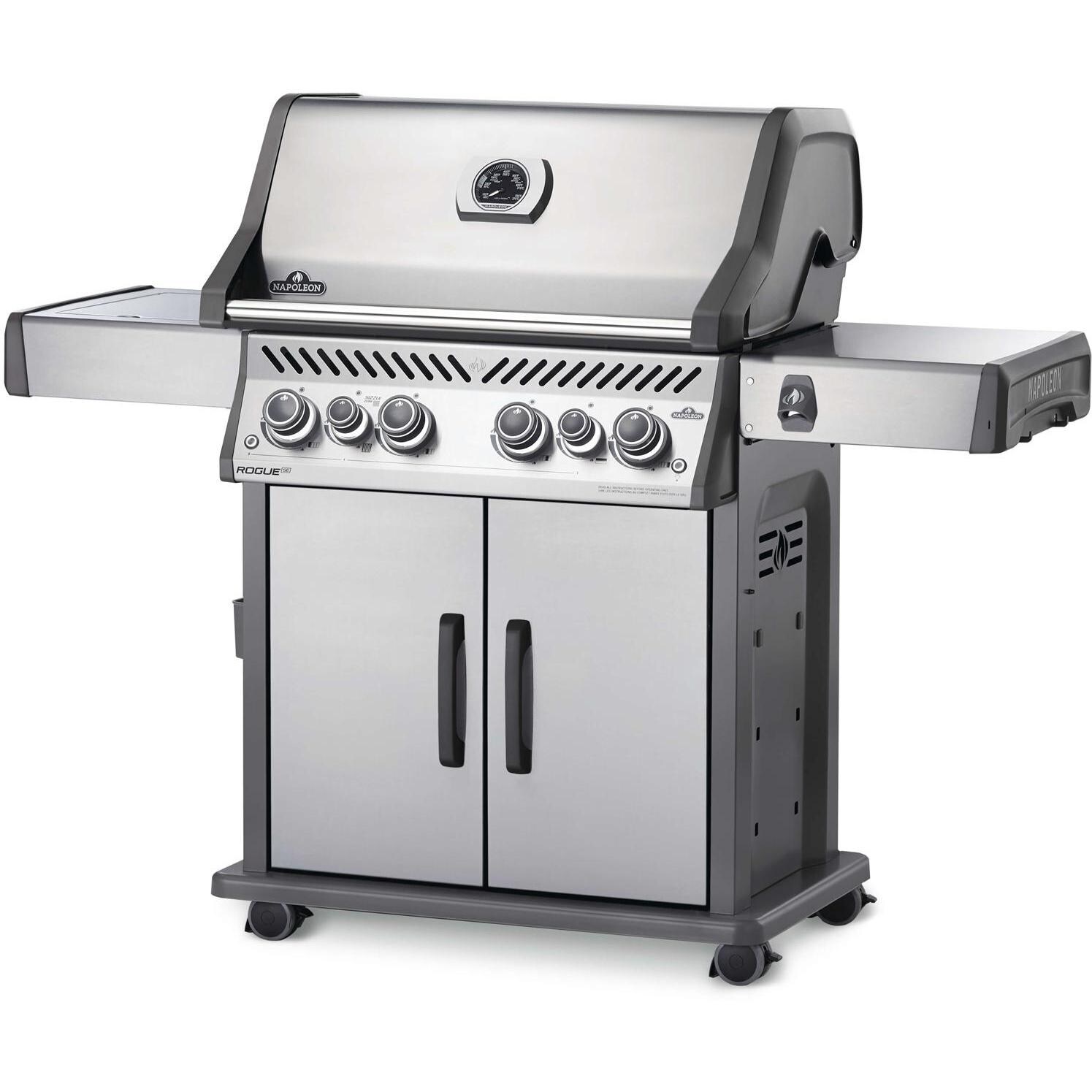 Napoleon RSE525RSIBPSS-1 Rogue SE 525 RSIB Propane Gas Grill with Infrared Rear Burner and Infrared Side Burner - Stainless Steel - Right Side Angled View thumbnail
