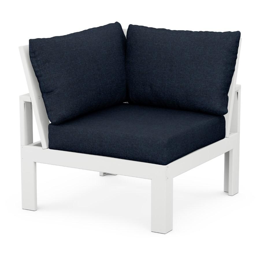 POLYWOOD EDGE 6-Piece Modular Deep Seating Set in White / Marine Indigo - Corner Chair thumbnail