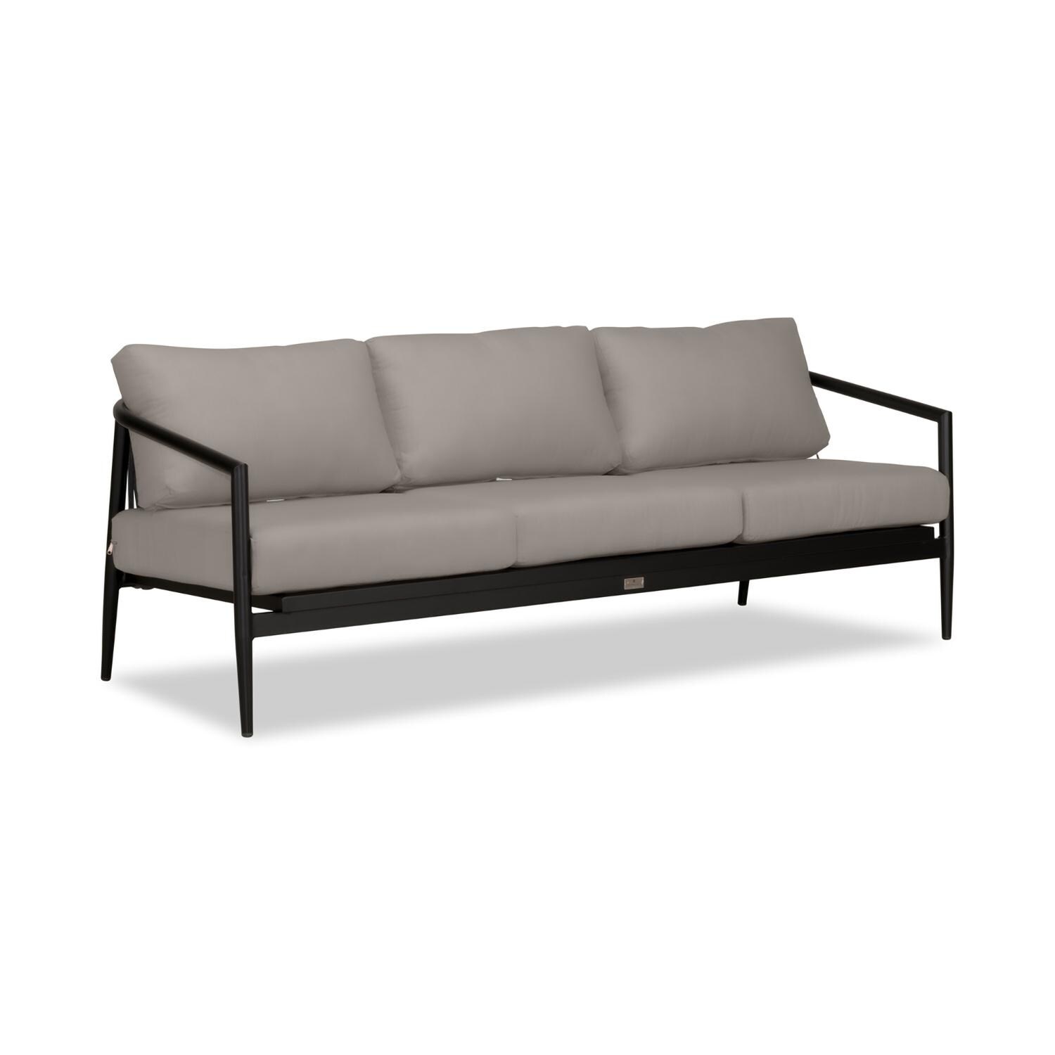 Lakeview Midnight Cove 3 Person Aluminum Sofa in Black/Carbon/Canvas Charcoal - Angled - White Background thumbnail