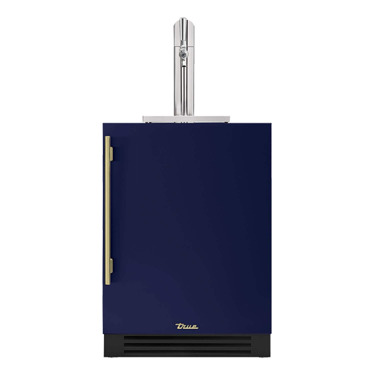 True 24 Inch Right Hinge Outdoor Single Tap Beverage Dispenser - Cobalt w/ Brass Handle - TUR-24BD-R-OP-C~DSK-078-H01