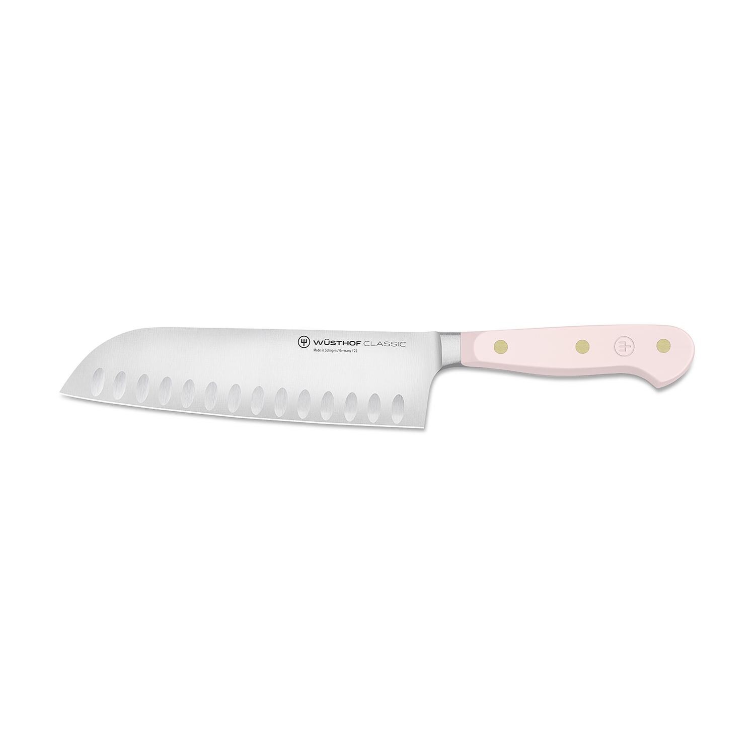 Wusthof 1061731617 Classic Pink Himalayan Salt 7-Inch Santoku with Hollow Edge - White Background thumbnail
