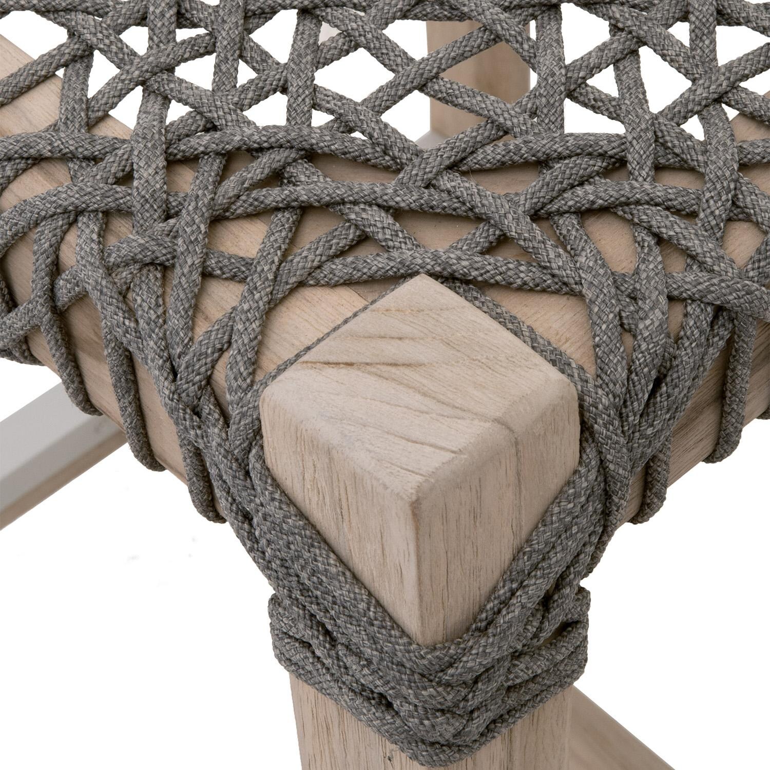 Blushing Bay Woven Rope Backless Counter Bar Stool in Dove By Lakeview - Rope Detail thumbnail