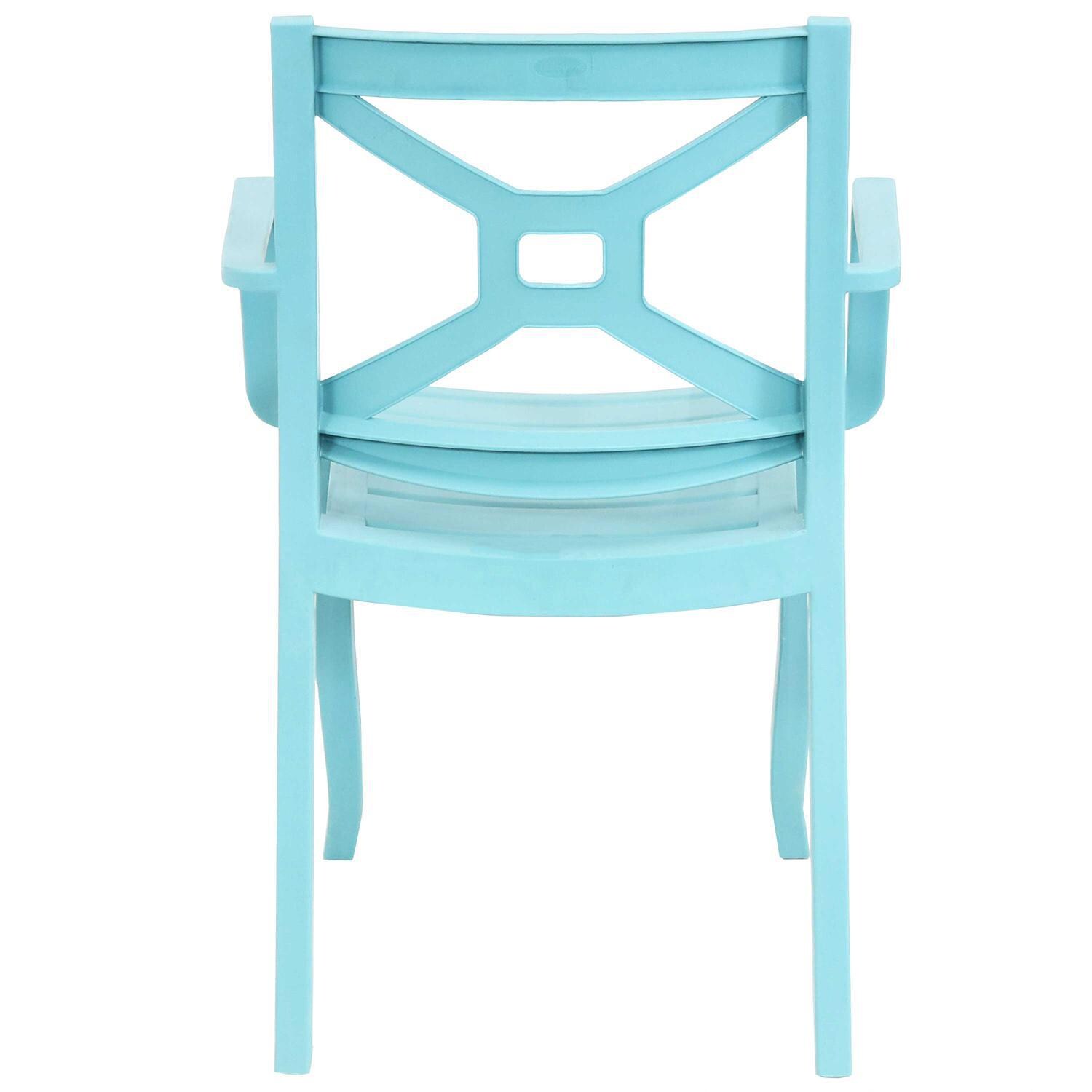 Ultimate Patio Plastic Outdoor Arm Chair - Spring Blue - Back View thumbnail