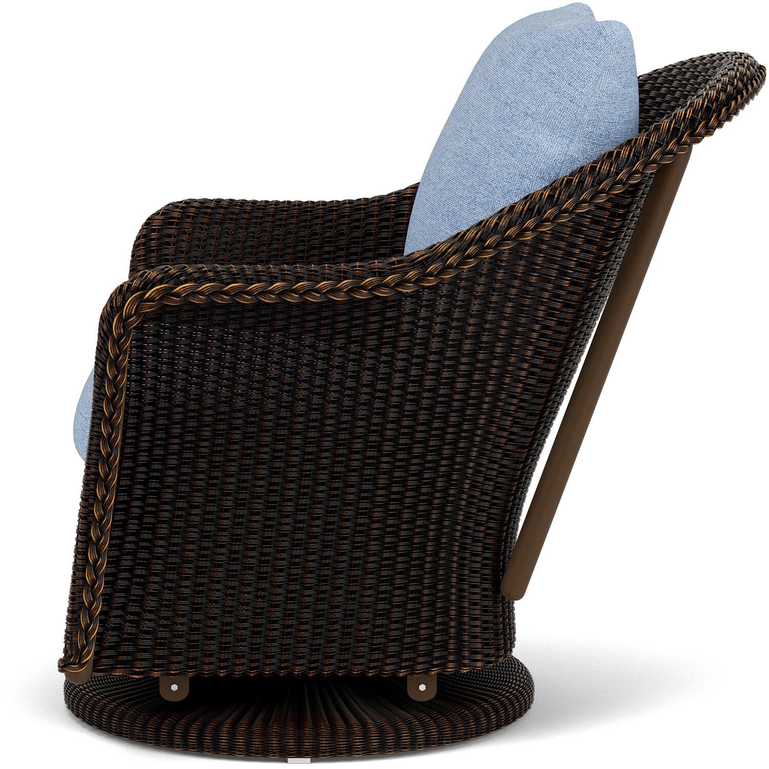 Lloyd Flanders Weekend Retreat Swivel Glider Lounge Chair in Mink Finish W/ Demo Skyway Fabric - Side thumbnail