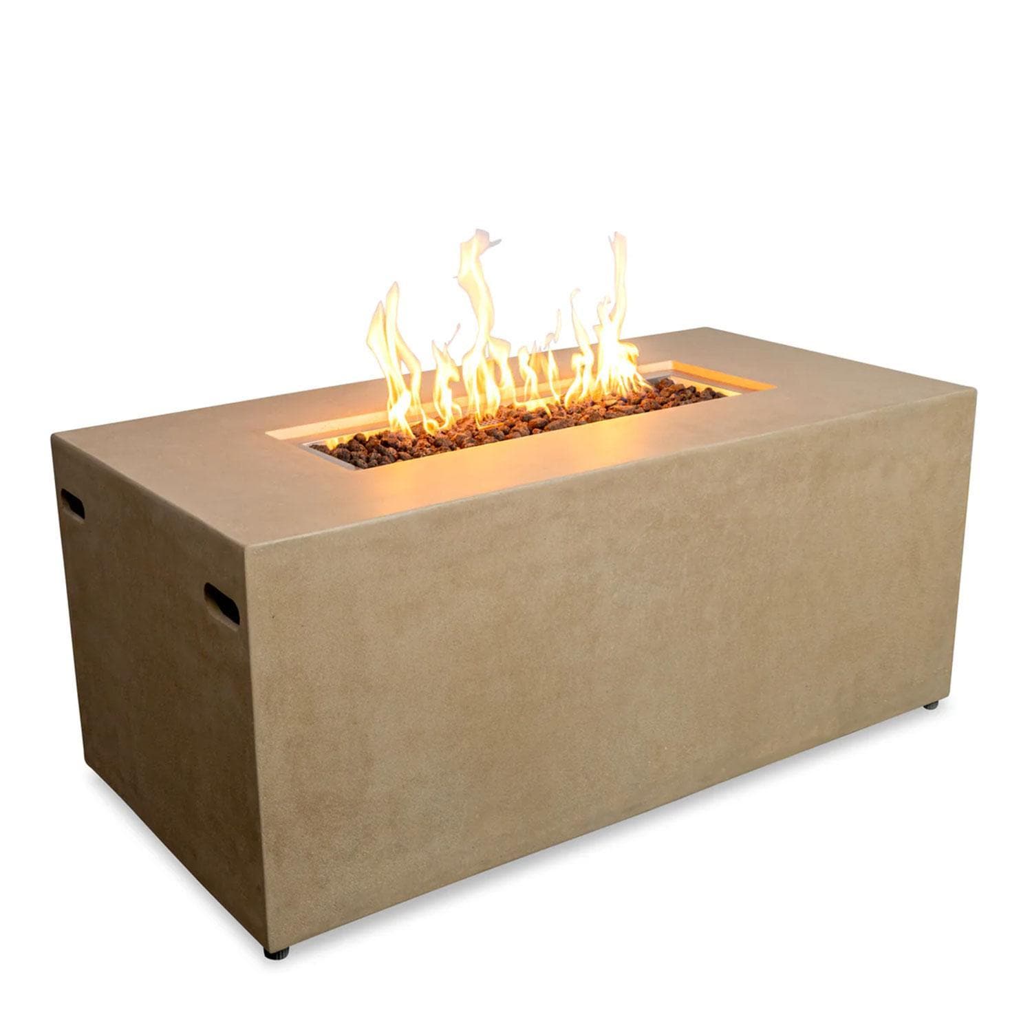 Glenwood 55-in Rectangular Concrete Propane Fire Pit in Sand by Lakeview Outdoor Designs - White Background thumbnail