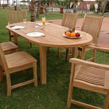 Bahama Chicago 7 Piece Teak Patio Dining Set W/ 59 X 39 Inch Rectangular Extension Table By Anderson Teak