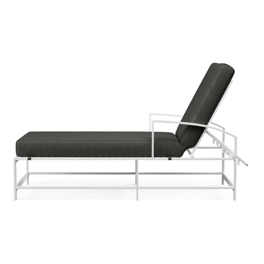 Bristol Aluminum Chaise Lounge w/ Self Welt in White/Spectrum Carbon by Sunset West - Side View - White Background thumbnail