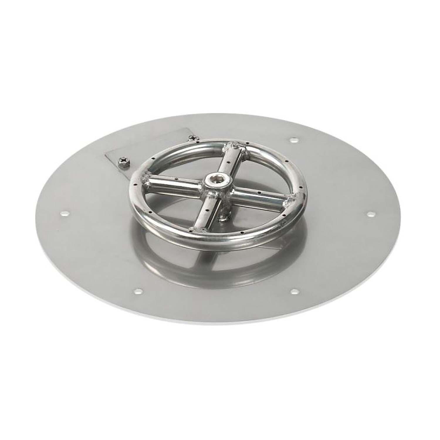 BBQGuys Signature 12 Inch Stainless Steel Round Flat Fire Pit Pan W/Spark Ignition Kit - 6 Inch Ring - Natural Gas - Pan - White Background thumbnail