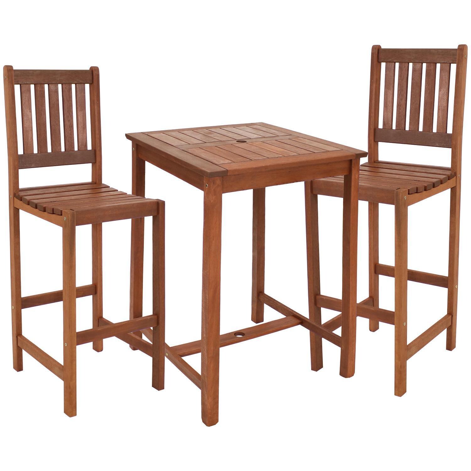 Ultimate Patio 3-Piece Meranti Outdoor Bar Set with Teak Oil Finish thumbnail