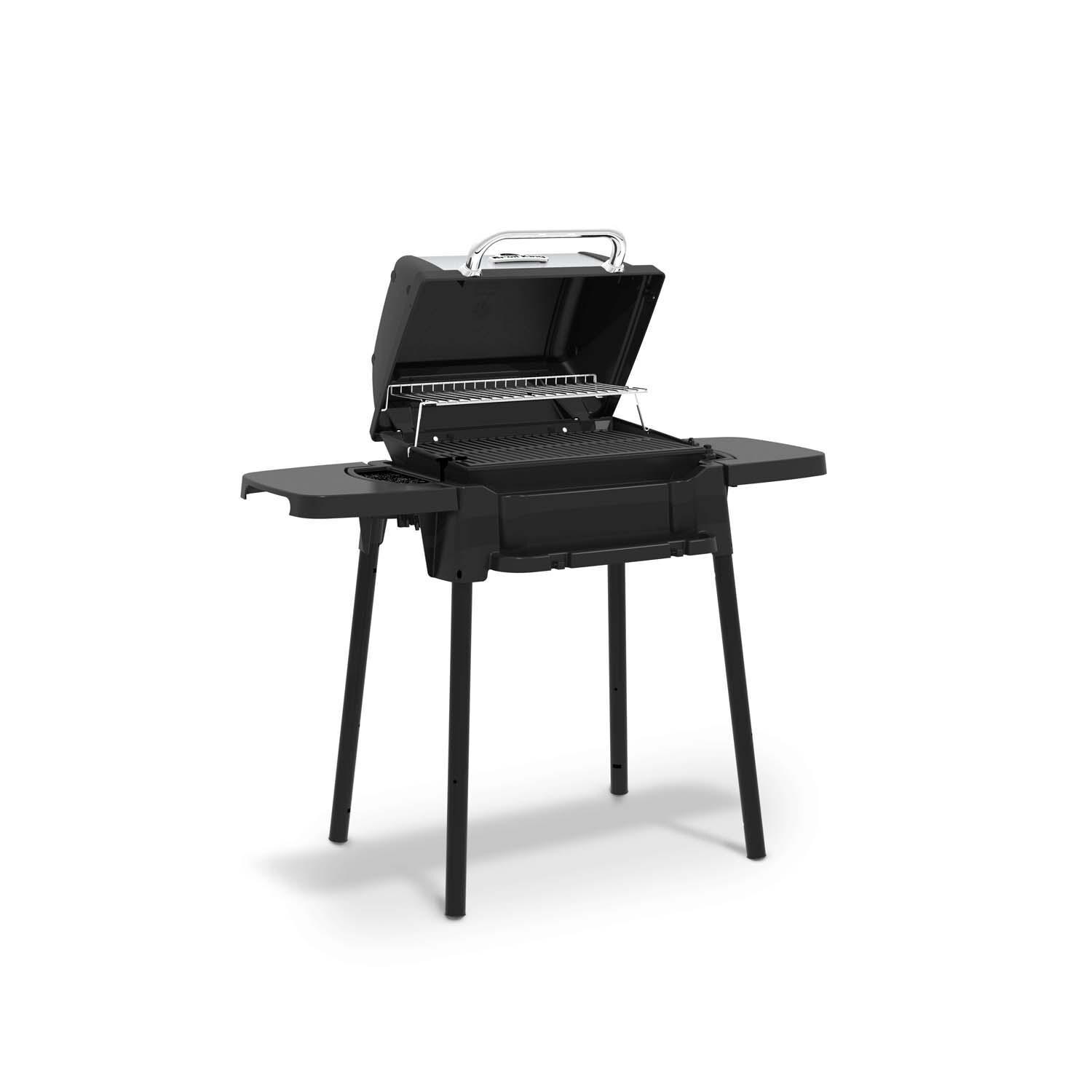 Broil King Porta-Chef 120 Portable Propane Gas Grill - Angled Right Lid Open - White Background thumbnail