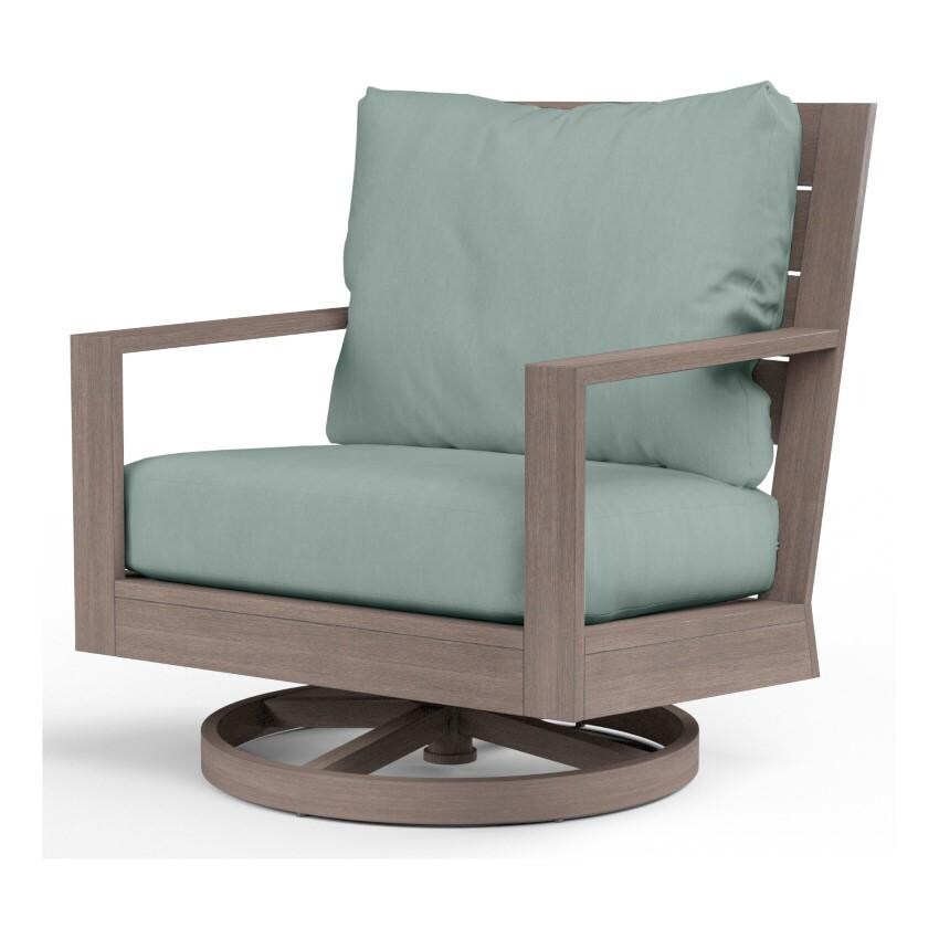 Laguna Aluminum Swivel Rocker Club Chair w/ No Welt in Driftwood/Cast Mist by Sunset West - White Background thumbnail