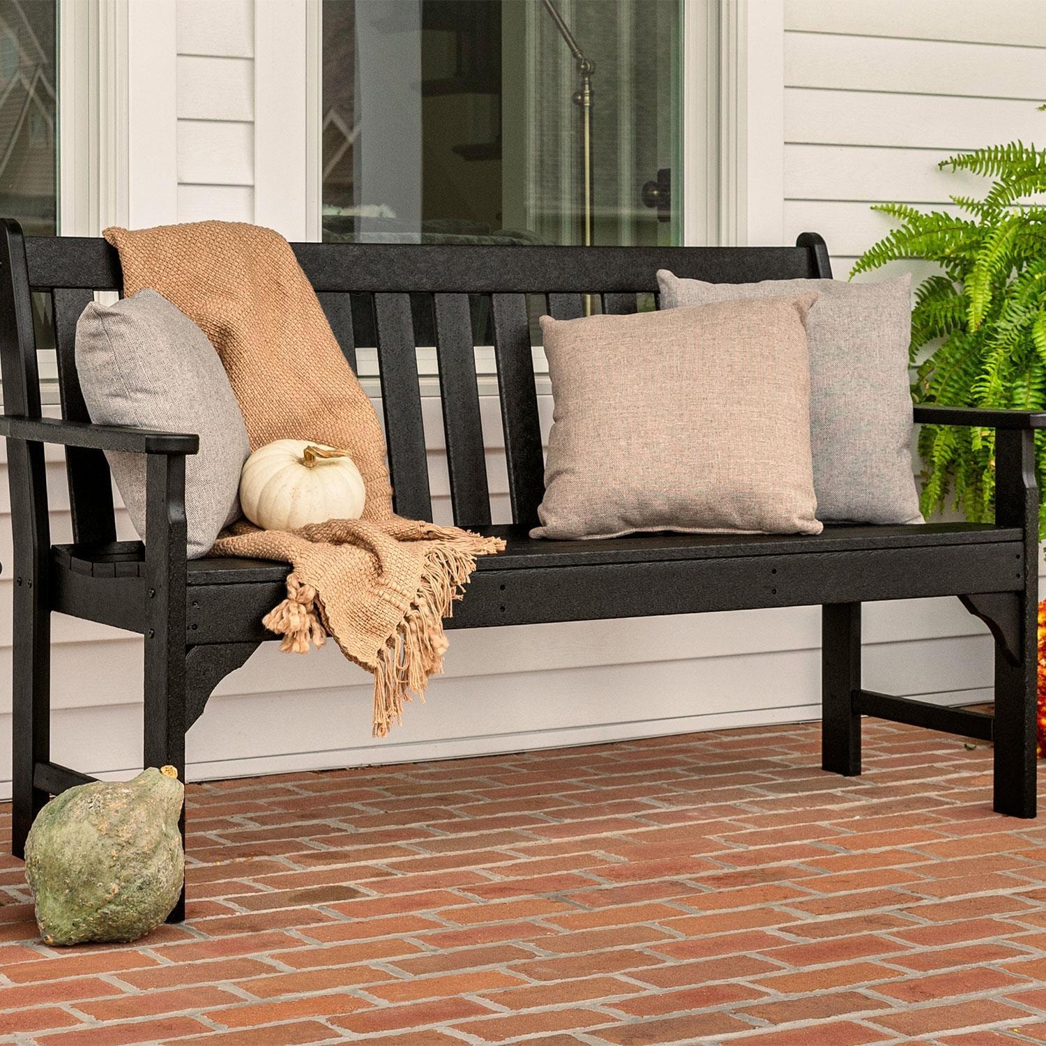 Vineyard 60 Inch Recycled Plastic Bench in Black by POLYWOOD