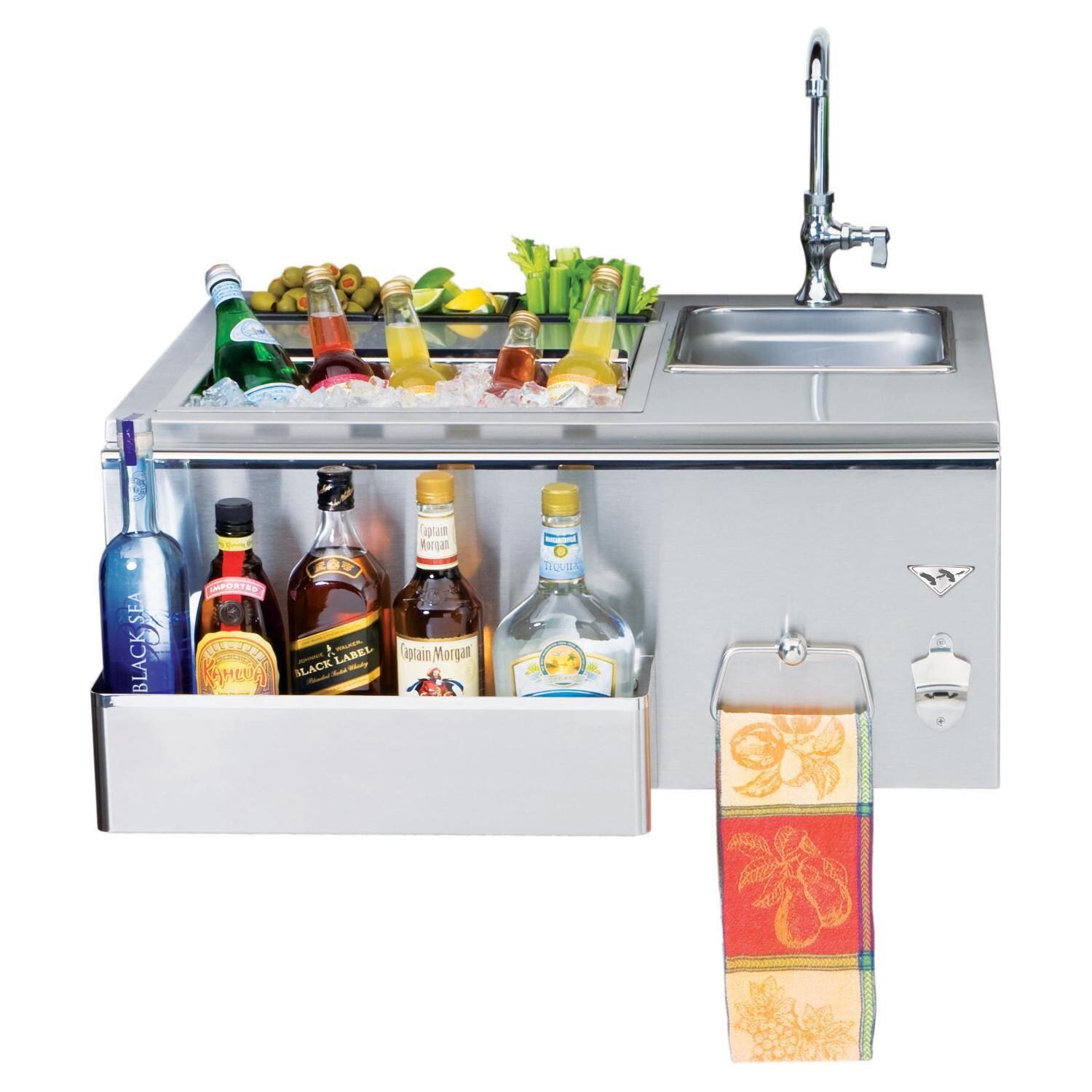 Twin Eagles TEOB30-B 30-in Built-In Stainless Steel Outdoor Bar w/ Sink & Ice Bin Cooler - White Background thumbnail