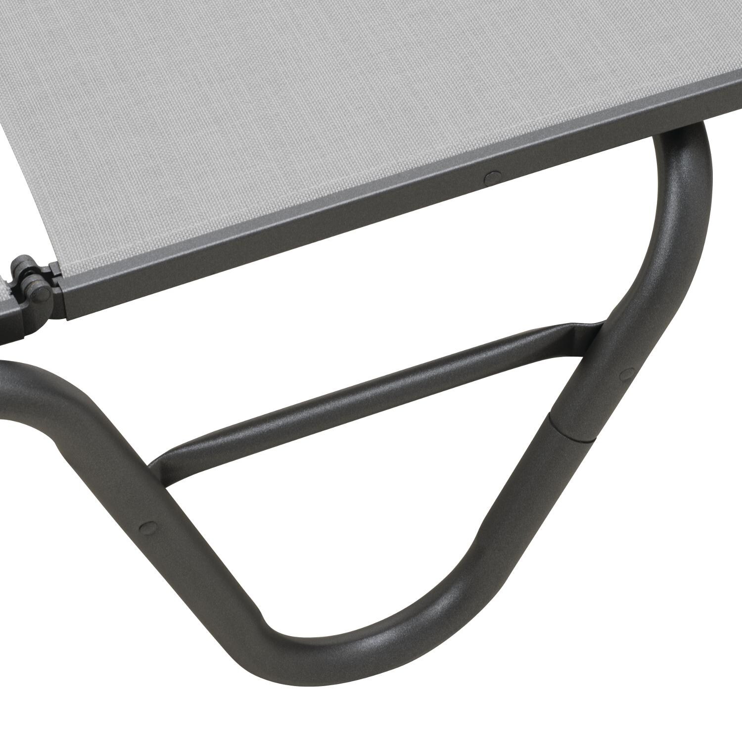 Gardenella Sling Four-Position Lay Flat Stacking Armless Chaise - Adjustment Bar - Textured Graphite/Alloy thumbnail