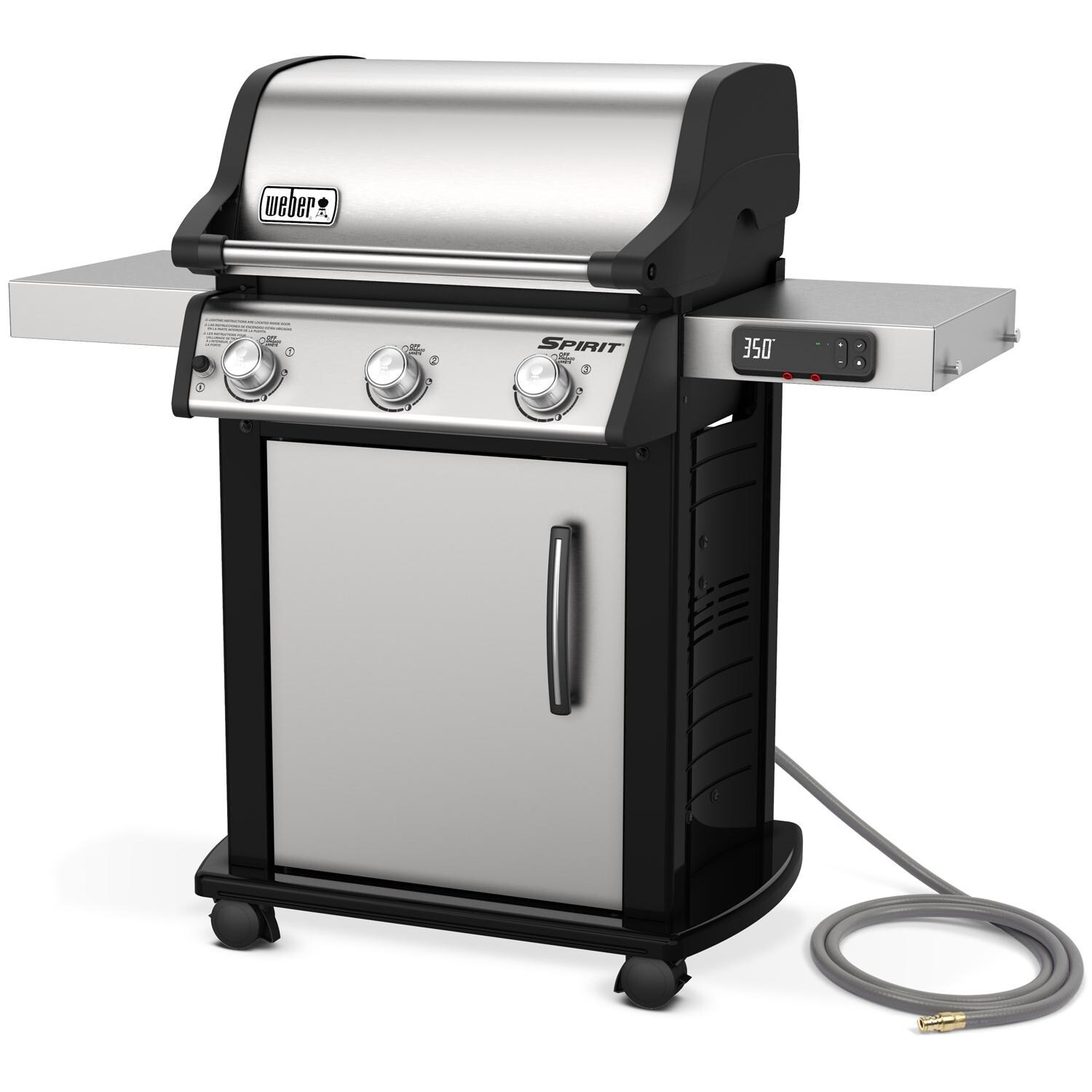 Weber Spirit 47502401 SX-315 Freestanding Natural Gas Smart Grill - Stainless Steel - Right-Side Angled View thumbnail