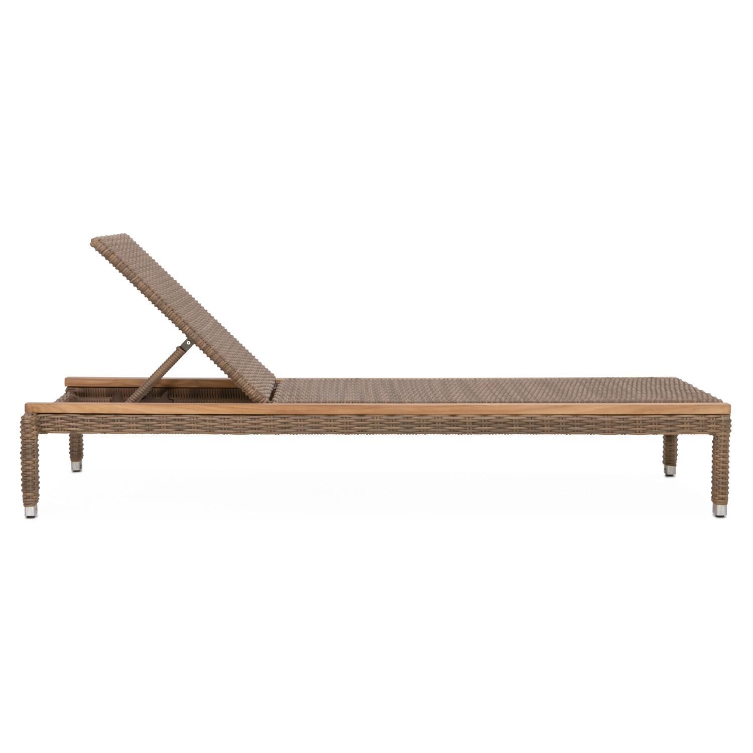 Teak + Table Havana Chaise Lounge in Stacking - Side View - White Background thumbnail