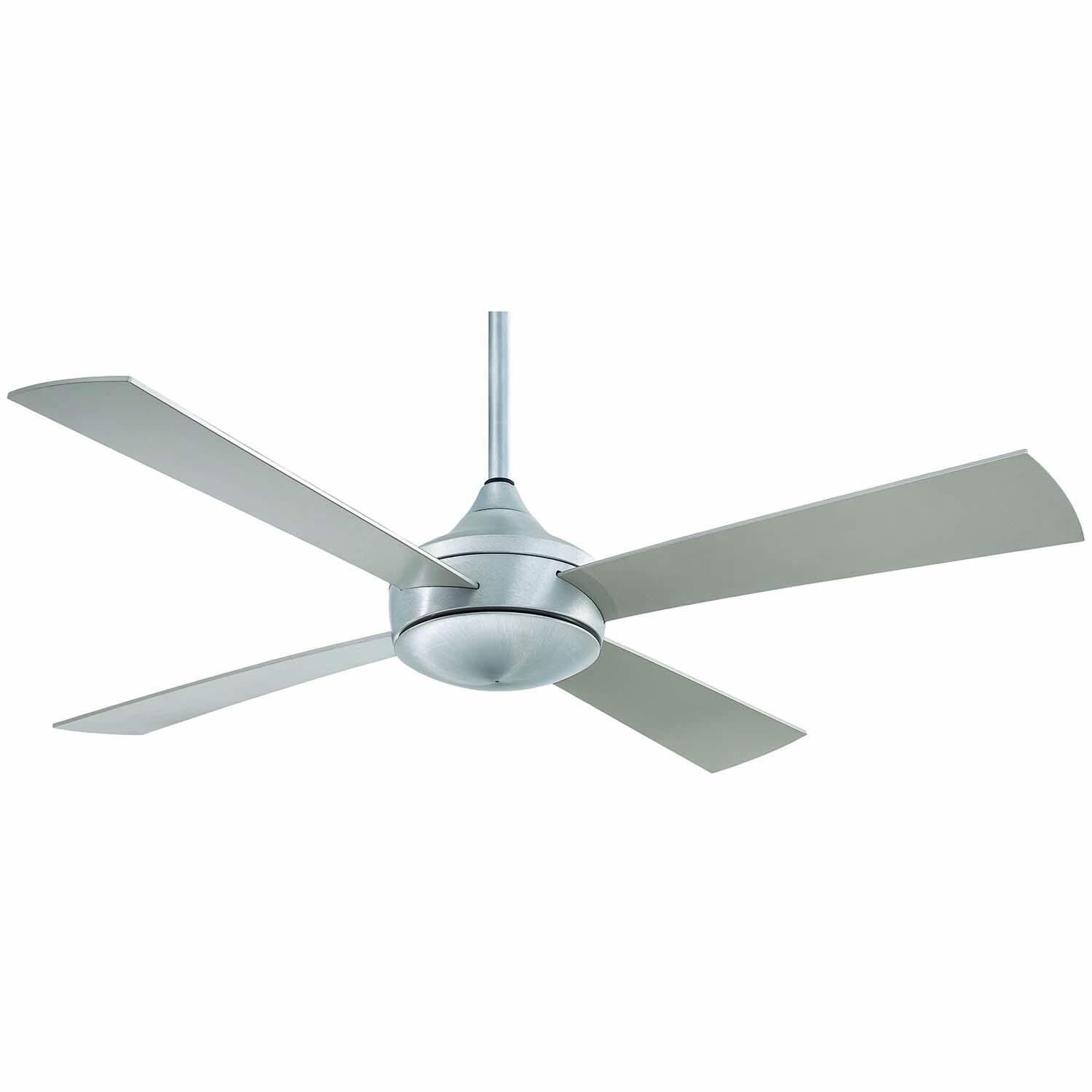 Minka-Aire F523L-ABD Aluma Wet 52-Inch 4-Blade LED Ceiling Fan in Brushed Aluminum Finish w/ Silver Blades & Etched Opal Glass - With Cap thumbnail