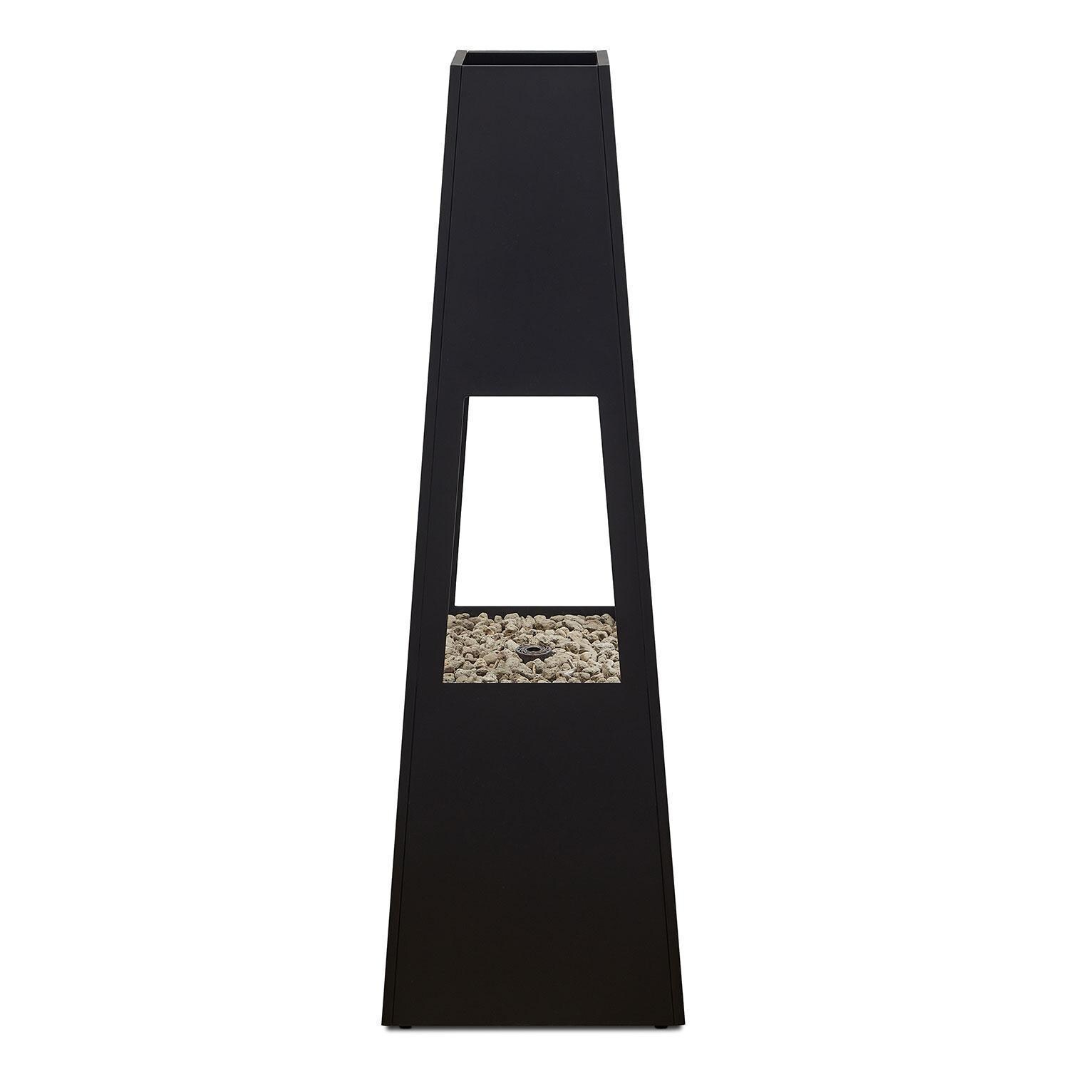 Metal Chiminea 70 Inch Square Fire Pit W/ Hidden Propane Tank in Black by Lakeview Outdoor Designs - Fire Insert (Sold Separately) - White Background thumbnail