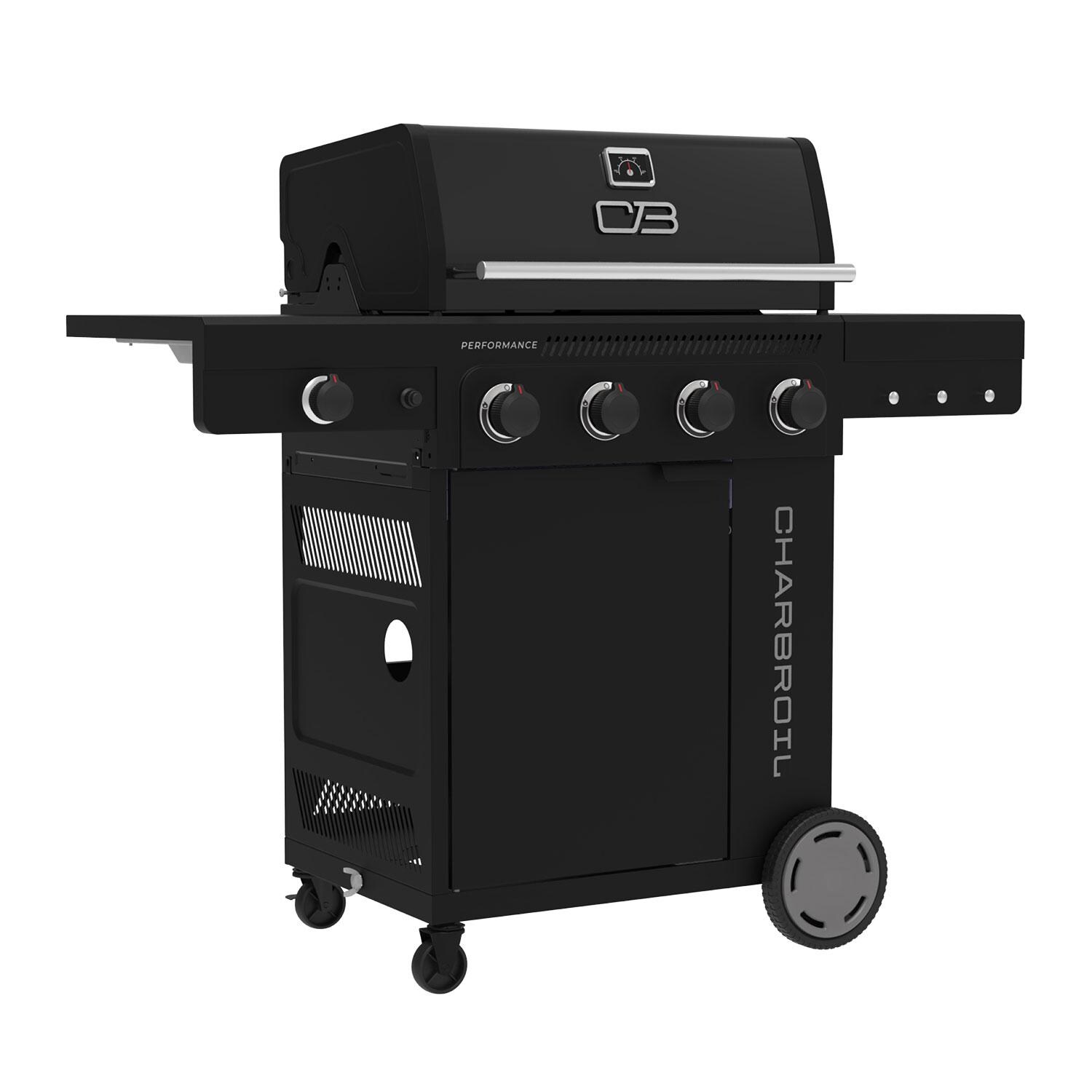 Charbroil 463348525 Performance Series 4-Burner Propane Grill Cabinet W/ Side Burner - Black - Right Angle - White Background thumbnail