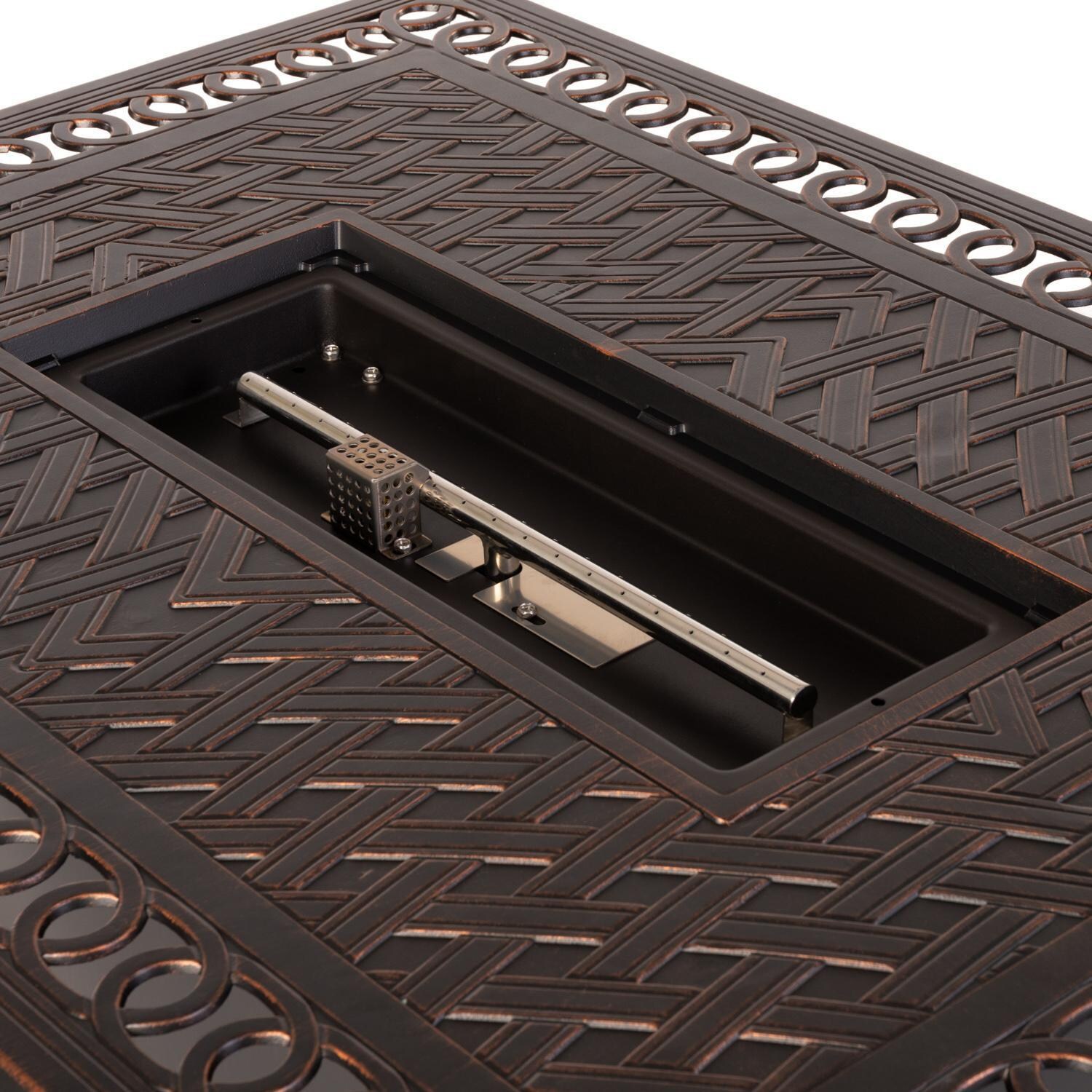 Ultimate Patio 62976-NG Lion Sands 48-Inch Rectangular Aluminum Natural Gas Fire Pit - Burner thumbnail