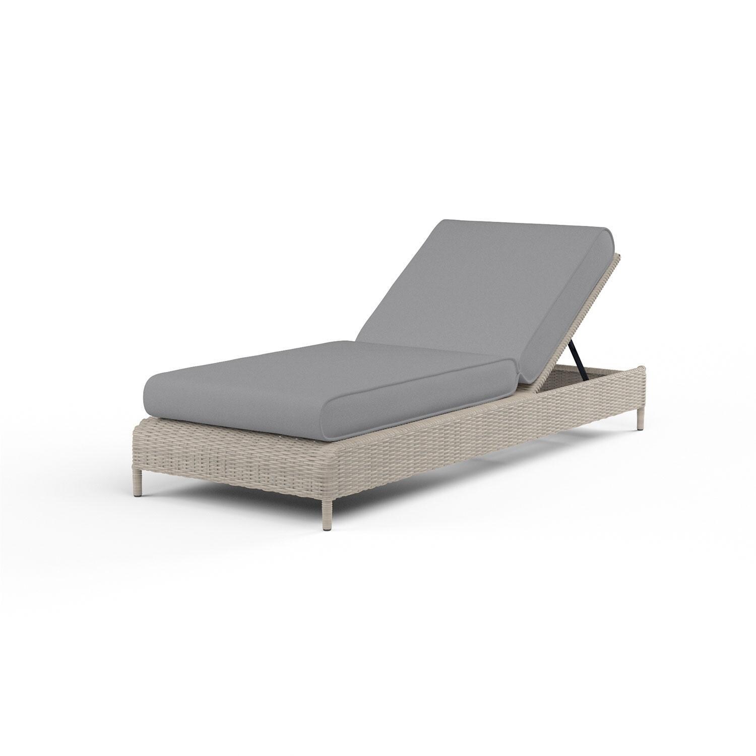 Manhattan Wicker Patio Adjustable Chaise Lounge in Canvas Granite w/ Self Welt By Sunset West - Display - White Background thumbnail