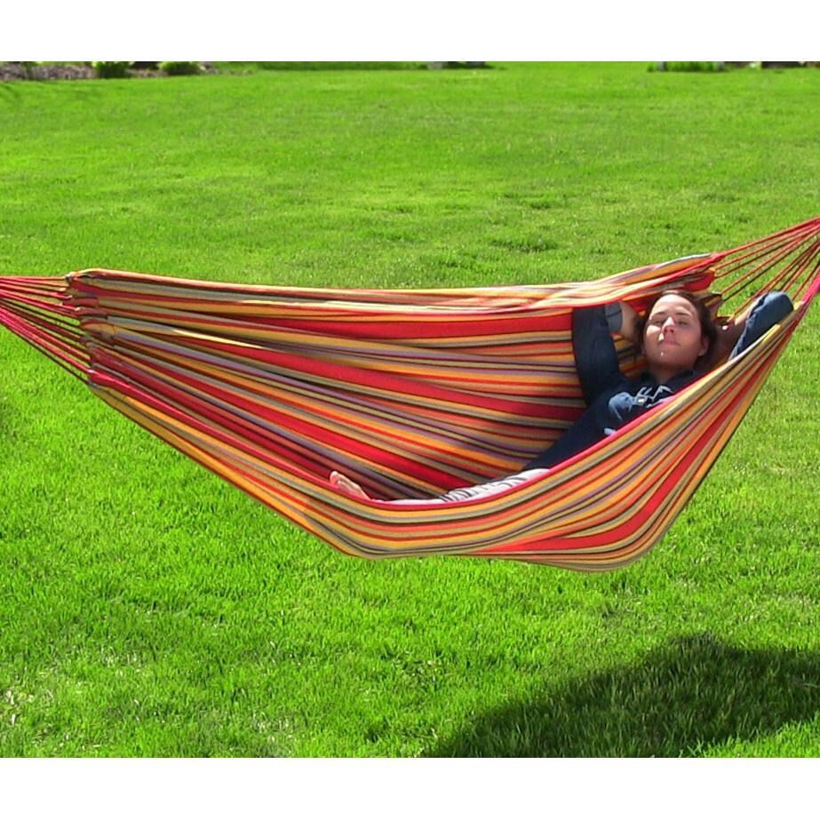 Ultimate Patio Brazilian Double Hammock - Sunset - In Use thumbnail