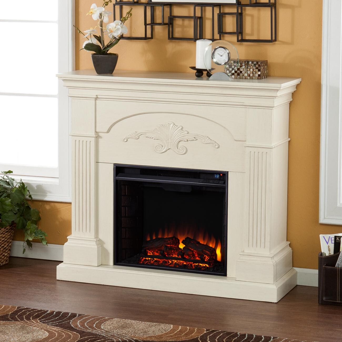 Southern Enterprises Sicilian Harvest 45-Inch Electric Fireplace - Ivory - FE9275