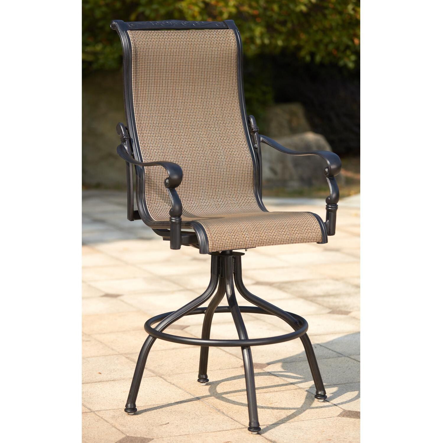 Darlee 301110-5PC-60F Monterey 5 Piece Cast Aluminum Sling Patio Bar Set W/ 42 Inch Round Table - Bar Stool thumbnail