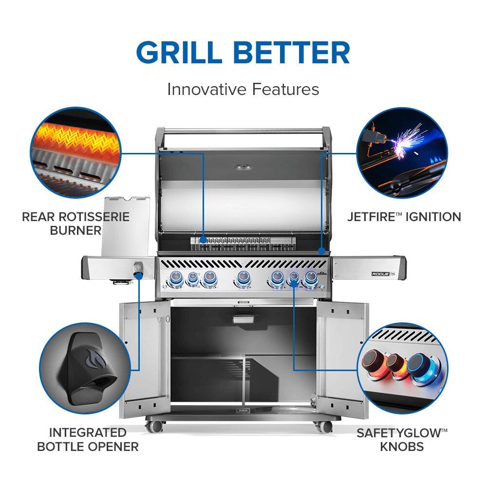 Napoleon RPS625RSIBPSS-2 Rogue PRO-S 625 5-Burner Propane Grill w/ Infrared Side & Rear Burner - Stainless Steel - RPS625RSIBPSS-2 - Grill Features - Detail