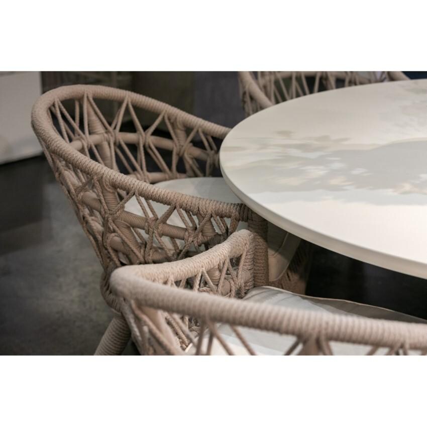 Dana Woven Rope Dining Arm Chair w/ Self Welt in Natural/Canvas Granite by Sunset West - Chair Side - Detail thumbnail