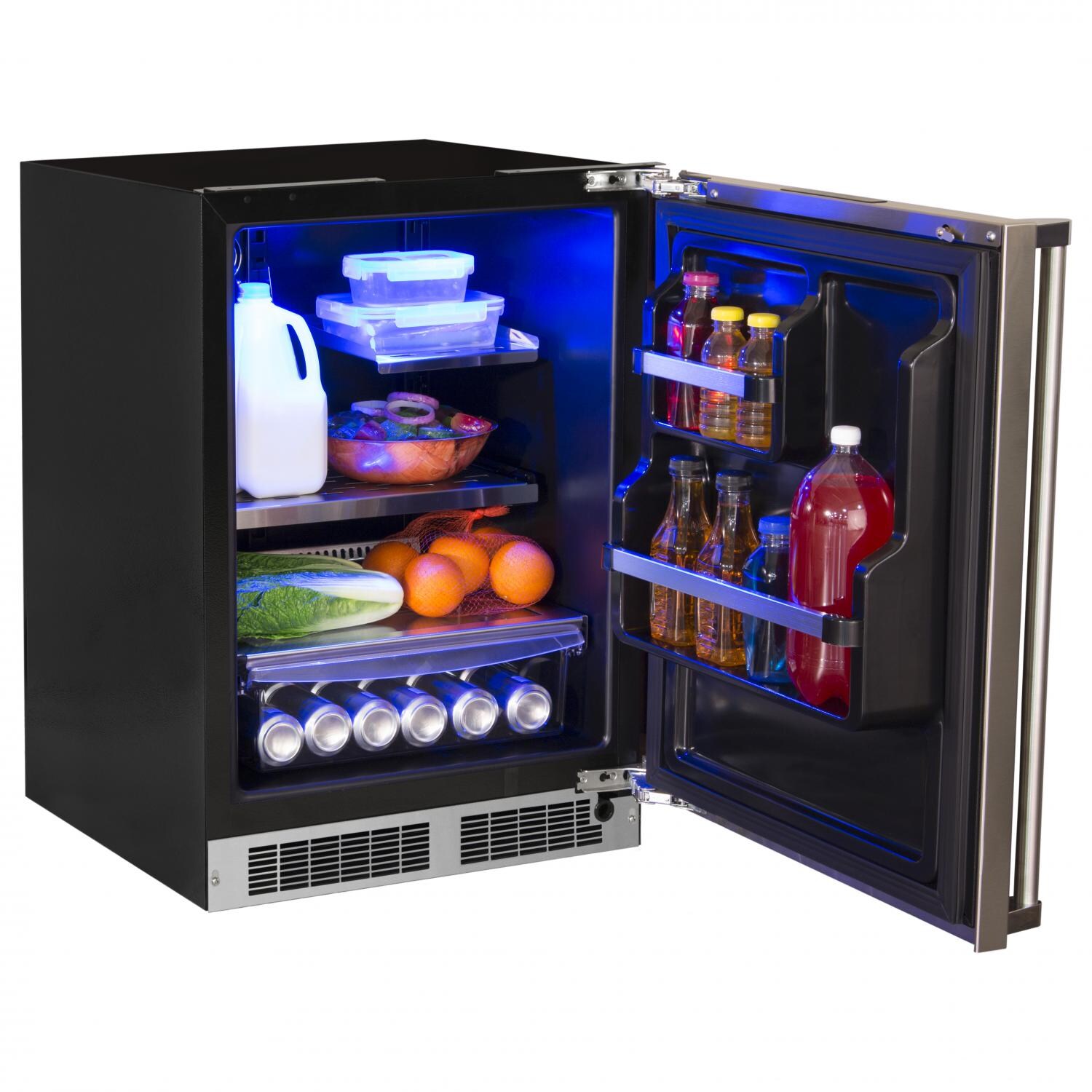 Marvel Professional 24-Inch Right Hinge Refrigerator - Stainless Steel With Blue LED Light thumbnail