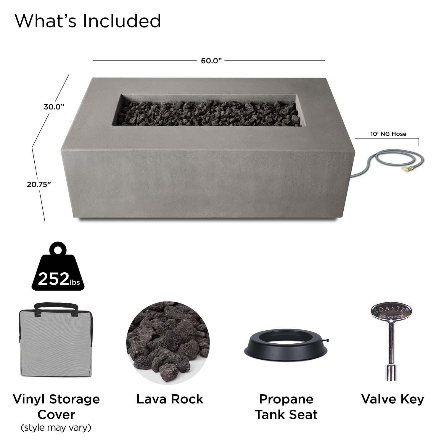 Olliewood 60 Inch Rectangular Glass Fiber Reinforced Concrete Natural Gas Fire Pit Table in Flint by BBQGuys Signature - Included thumbnail