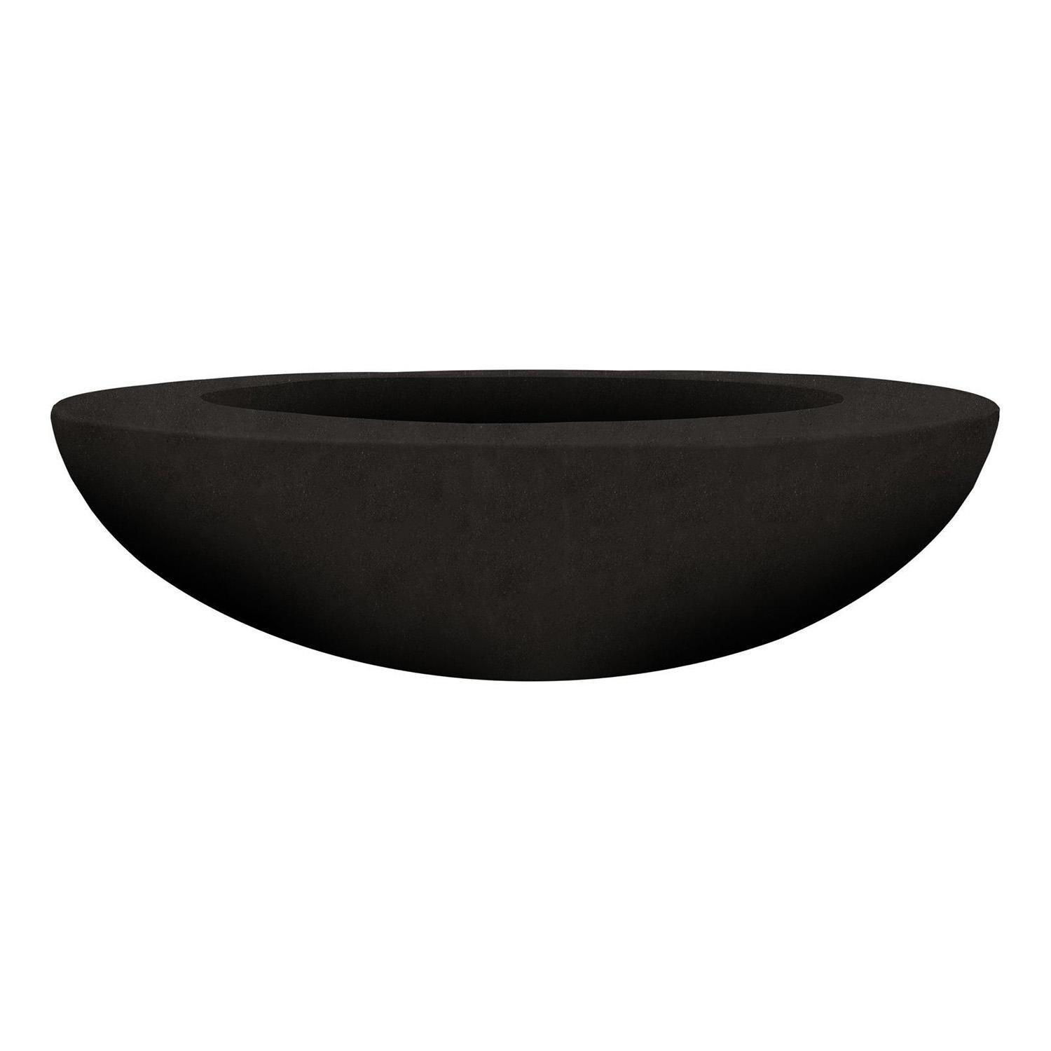 Valley Bay 70 Inch Round Glass Fiber Reinforced Concrete Propane w/ Electronic Ignition Fire Bowl in Ebony by Lakeview Outdoor Designs - White Background thumbnail