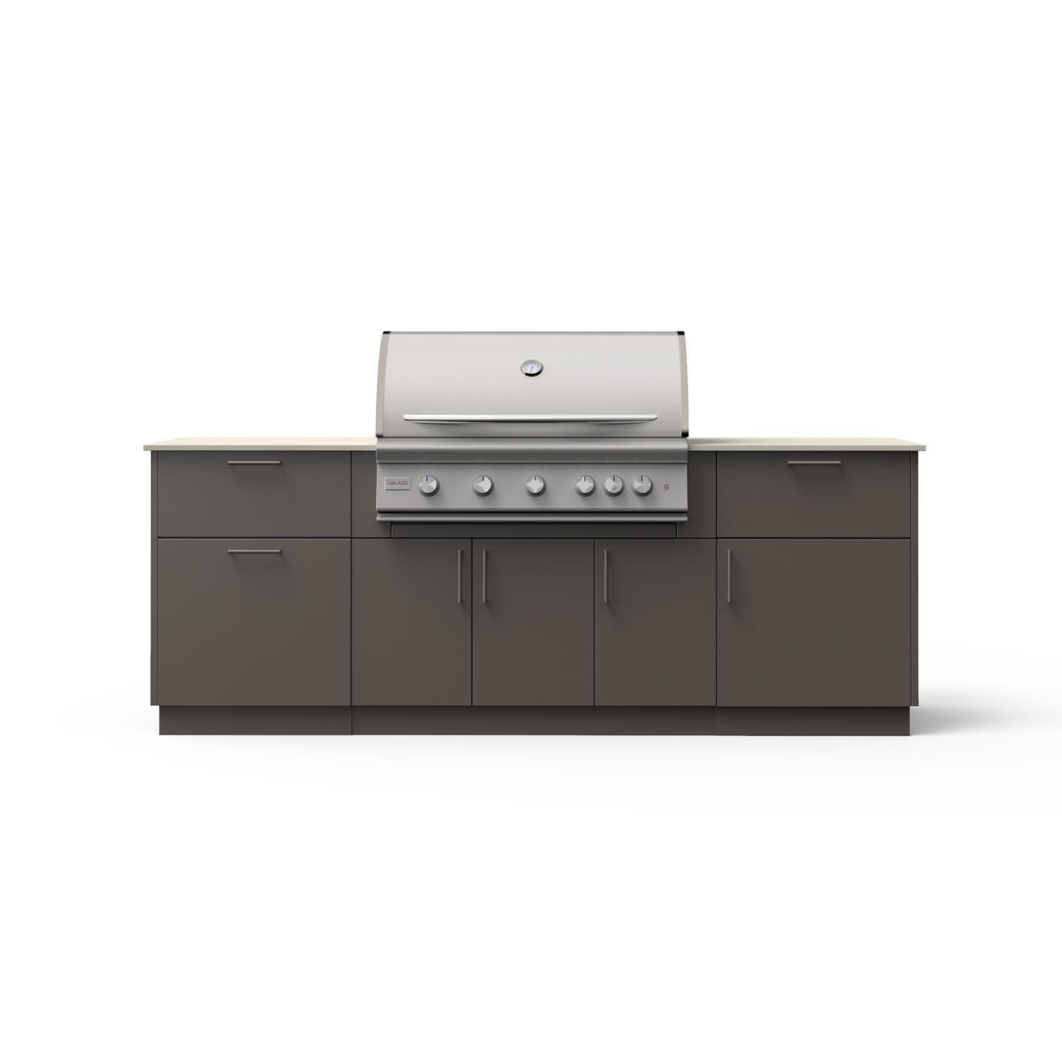 Blaze Sunrise 8-Ft Outdoor Kitchen Island w/ 40" LTE+ Propane Grill in Gunmetal w/ Aeris Countertop - B-SNRS40-GUN-AERIS-LP