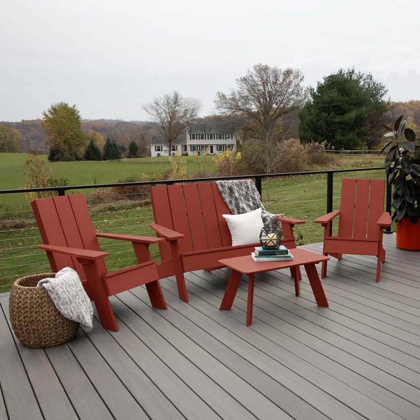 Classical Cove 4 Pc Set Recycled Plastic Seating Set in Rustic Red by Lakeview Outdoor Designs